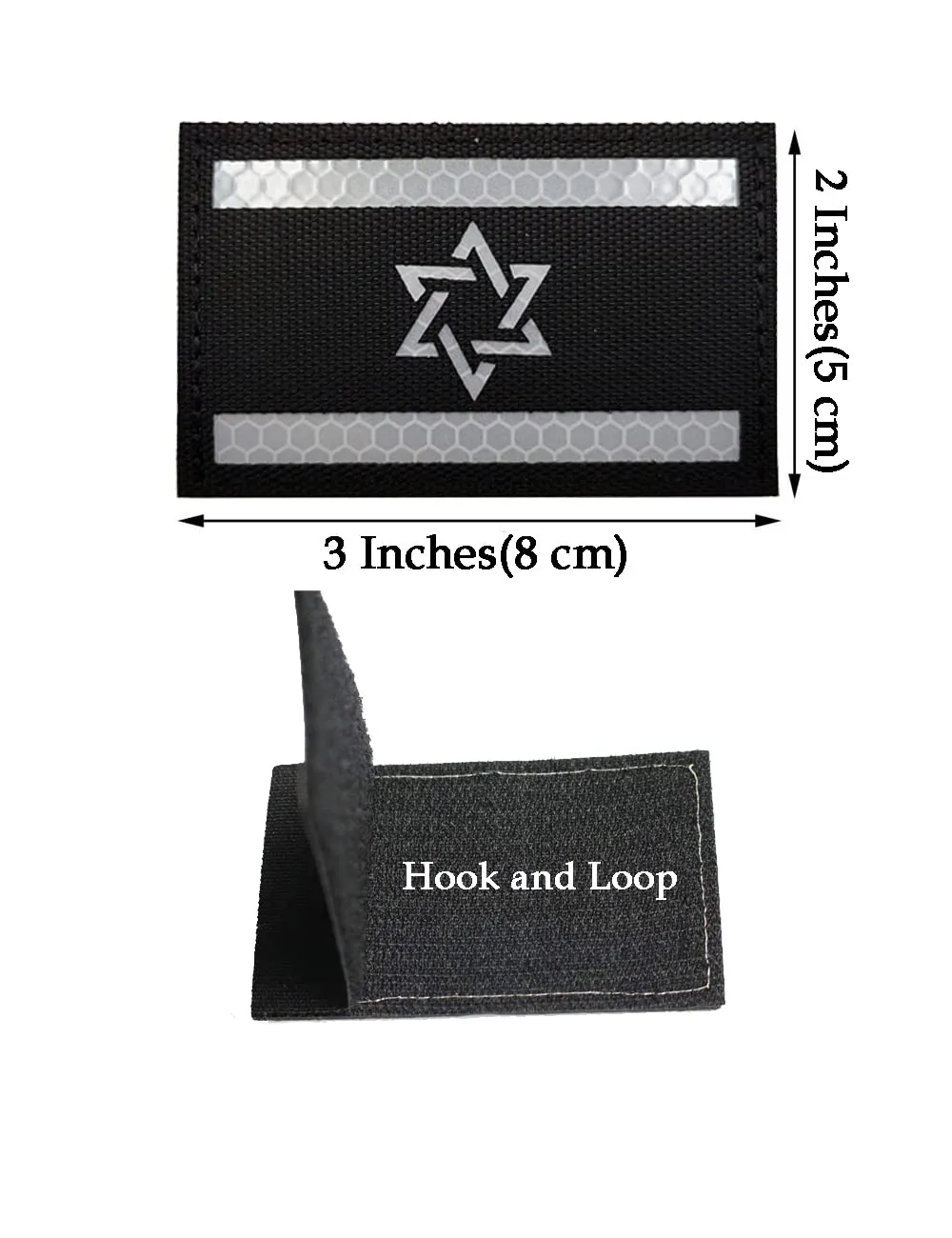 2 PCS AliPlus Israel Flag Patches IR Infrared Reflective Patches Laser Cut Patch Tactical Morale Patch Hook and Loop(Black White)