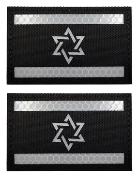 2 PCS AliPlus Israel Flag Patches IR Infrared Reflective Patches Laser Cut Patch Tactical Morale Patch Hook and Loop(Black White)