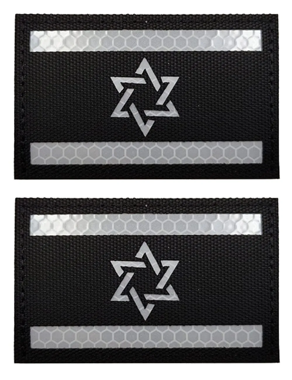 2 PCS AliPlus Israel Flag Patches IR Infrared Reflective Patches Laser Cut Patch Tactical Morale Patch Hook and Loop(Black White)
