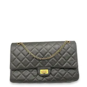 2.55 Shoulder Bag Black in Calfskin, Gold hardware