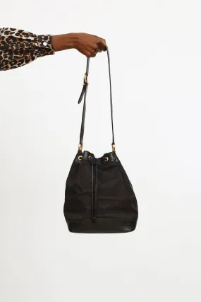 Black GG Canvas Drawstring Bucket Bag