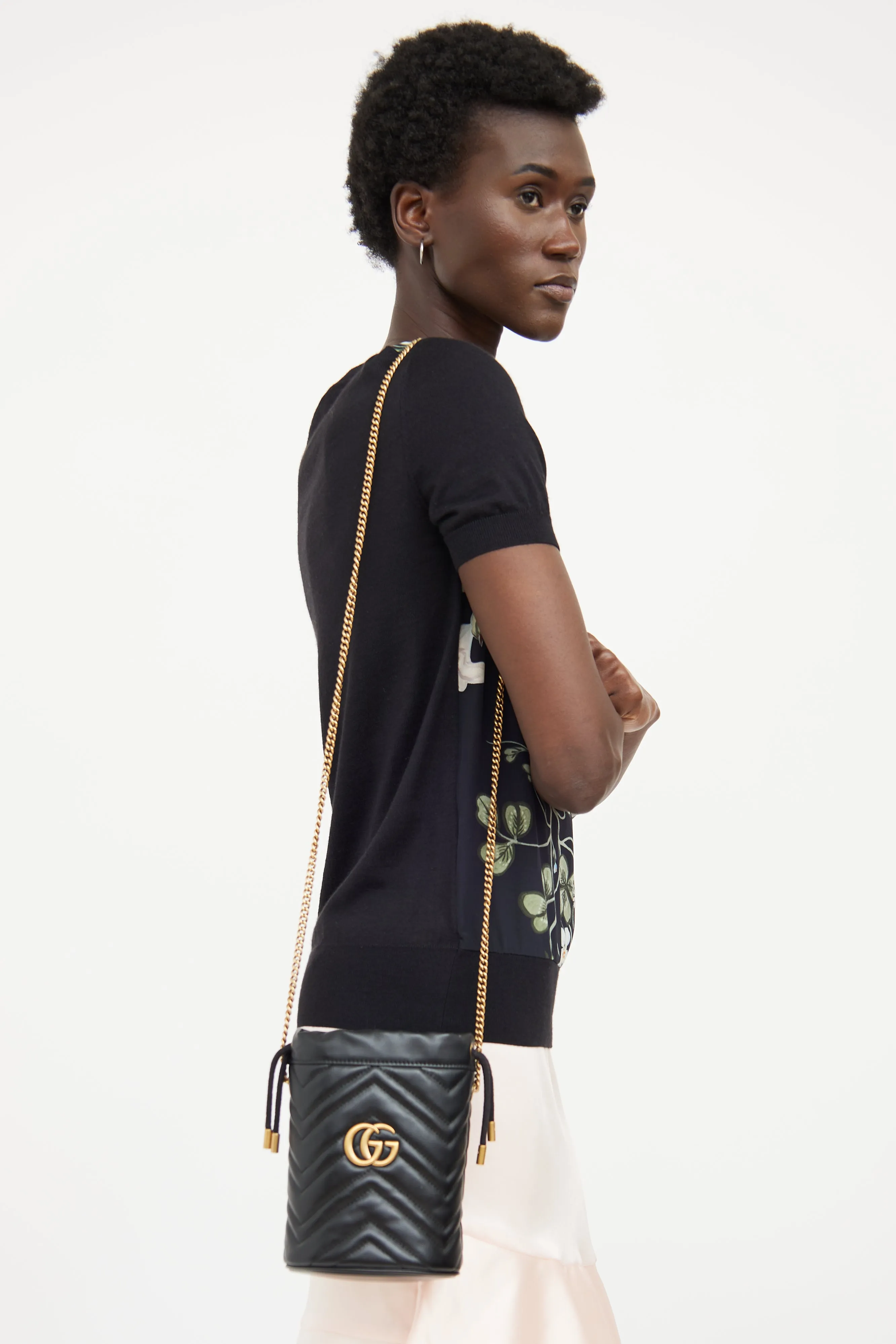 Black GG Marmont Chain Bucket Bag