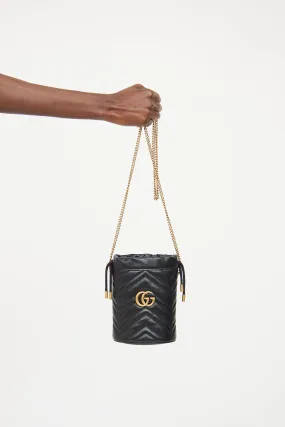 Black GG Marmont Chain Bucket Bag