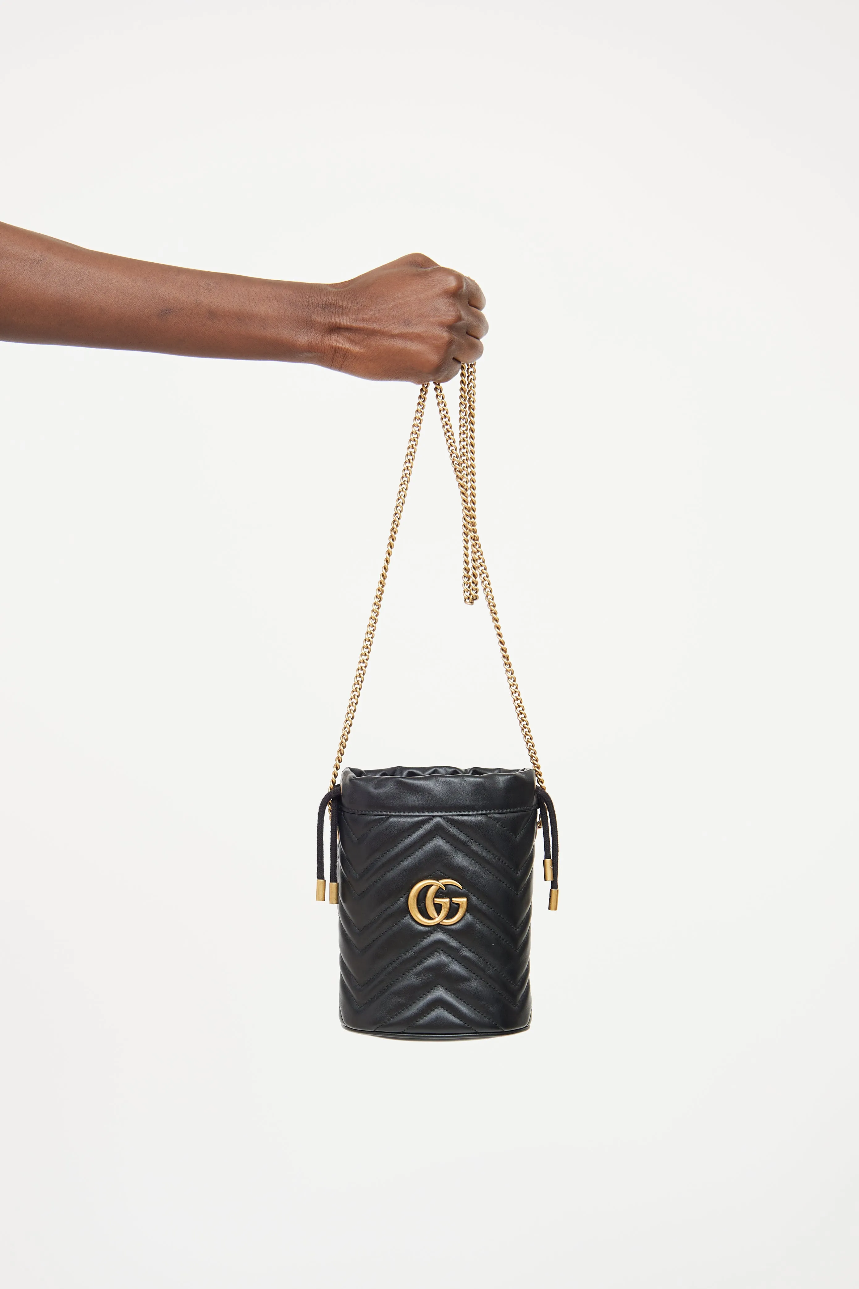 Black GG Marmont Chain Bucket Bag