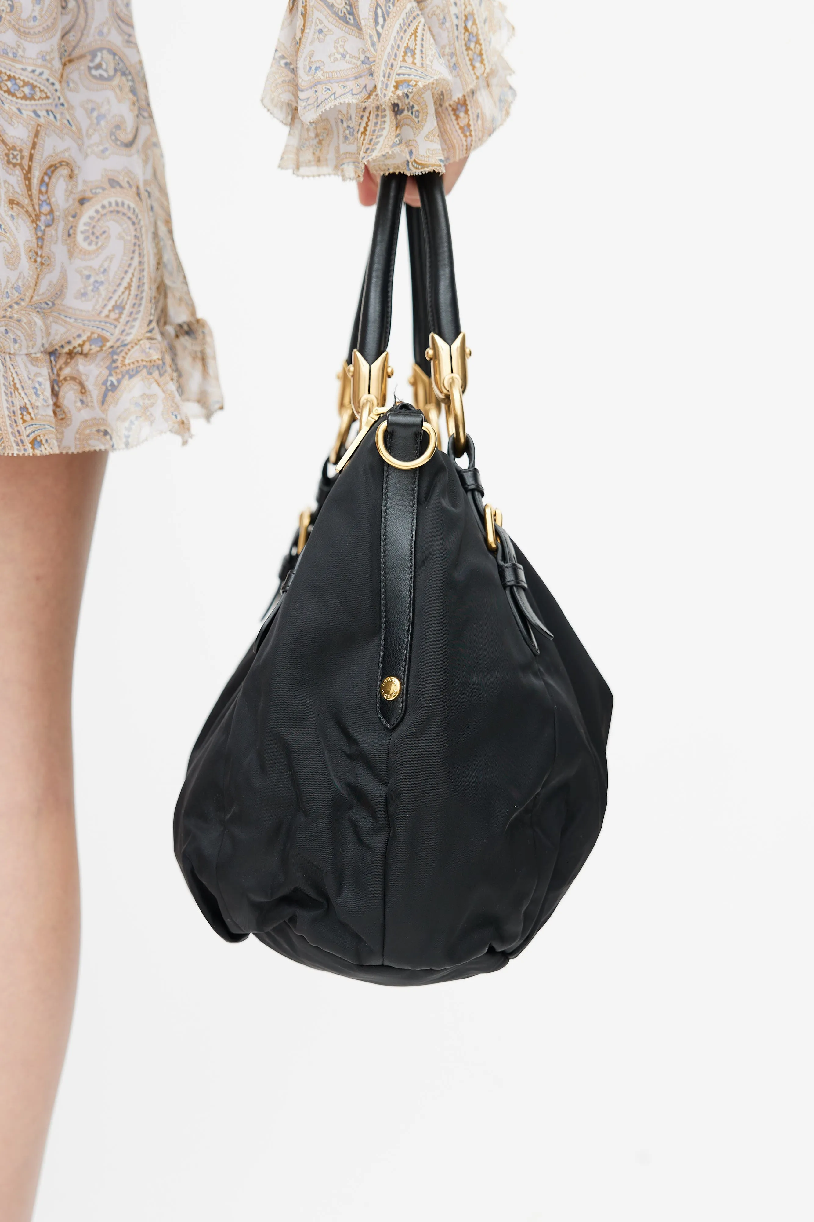 Black Nylon Top Handle Bag
