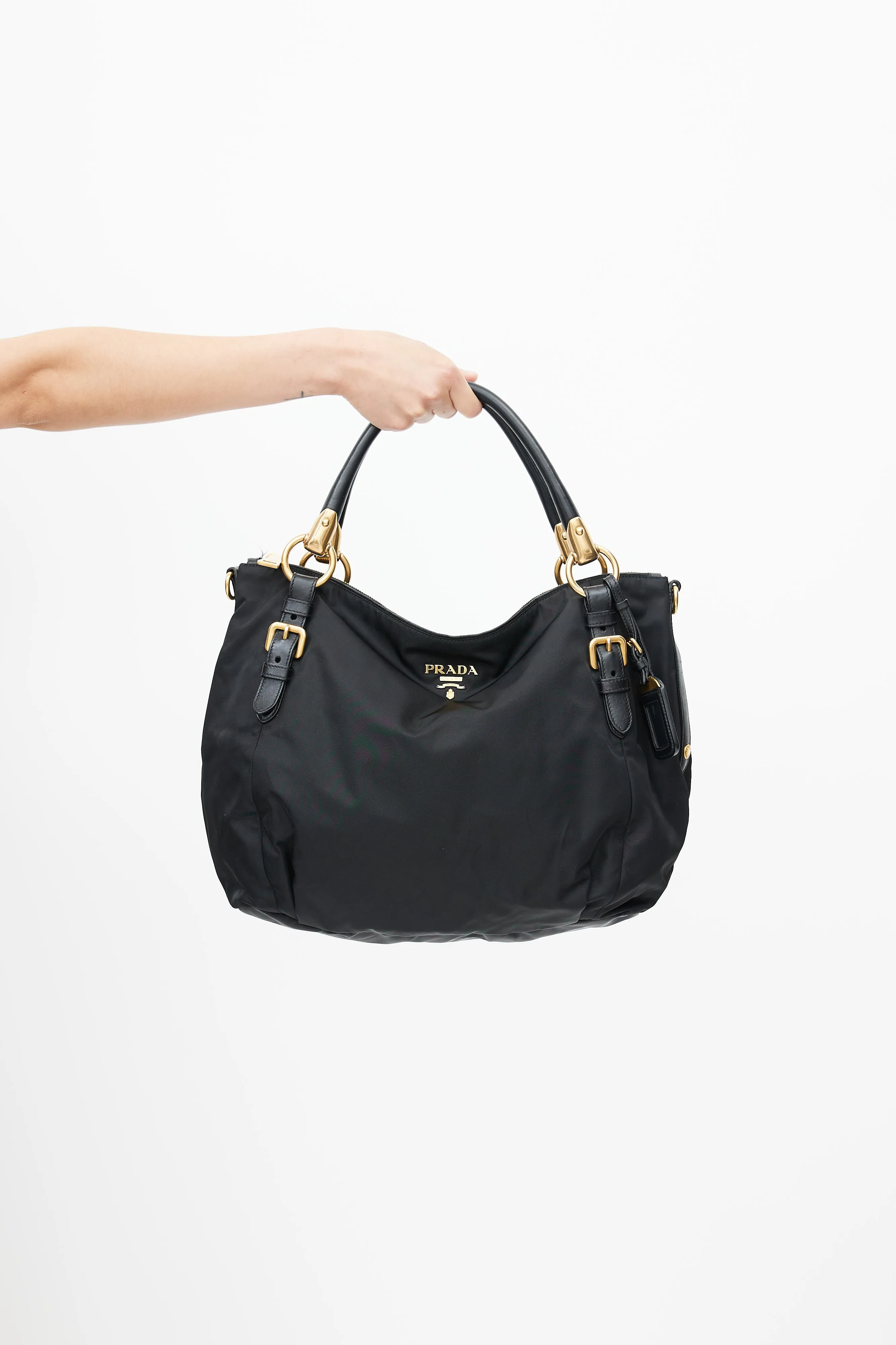 Black Nylon Top Handle Bag