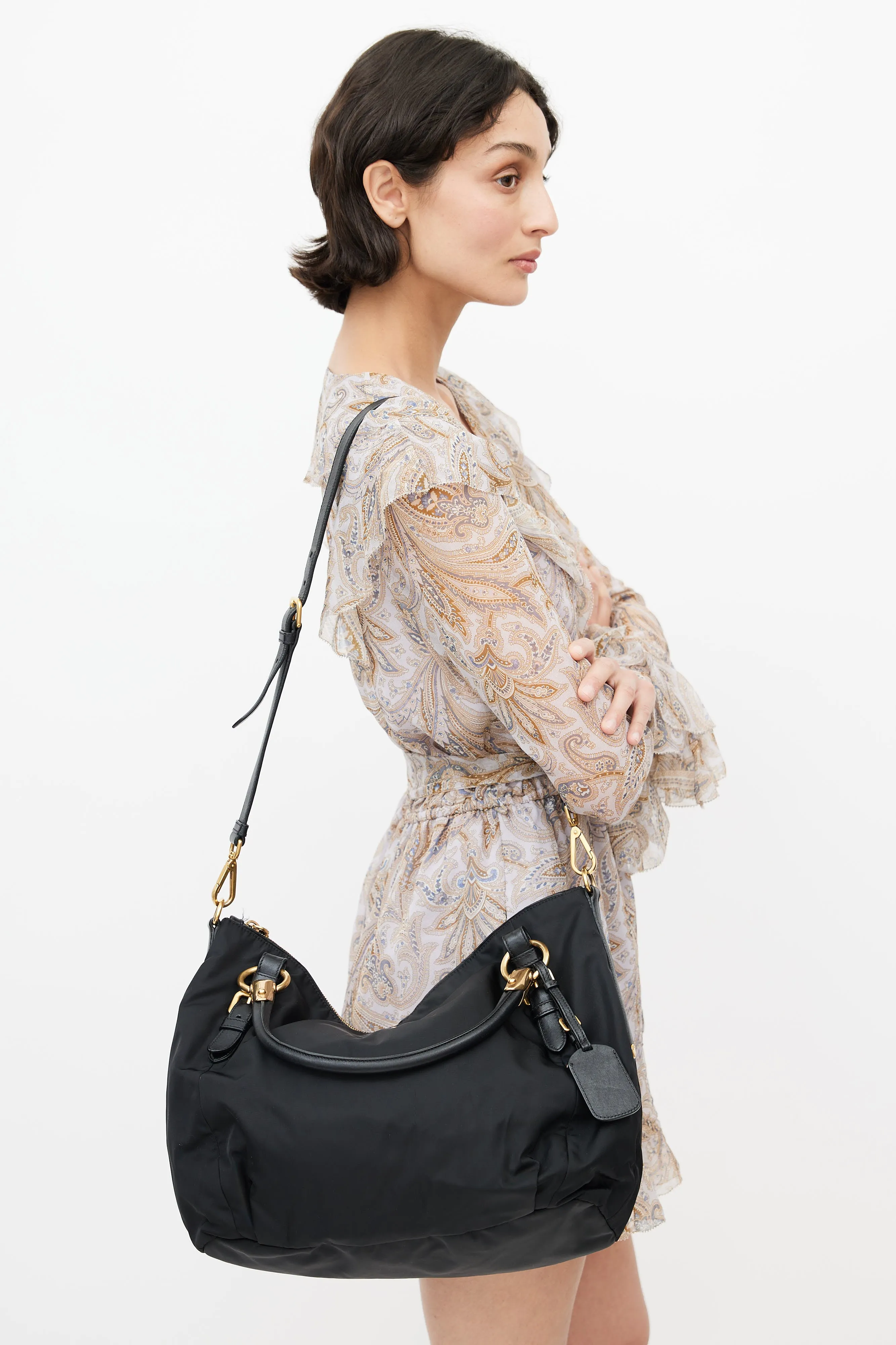 Black Nylon Top Handle Bag