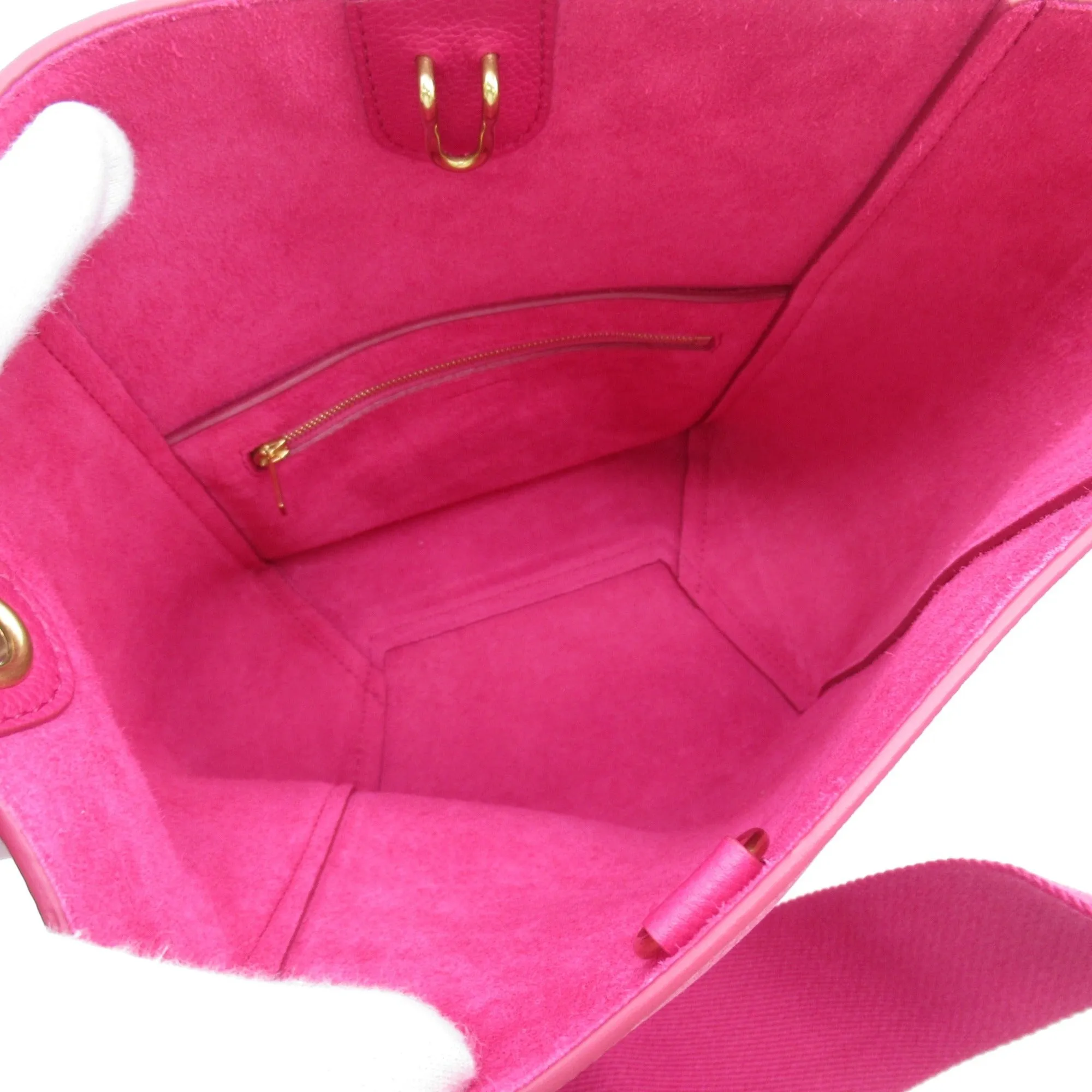 Celine Sangle Bucket Shoulder Bag Pink leather