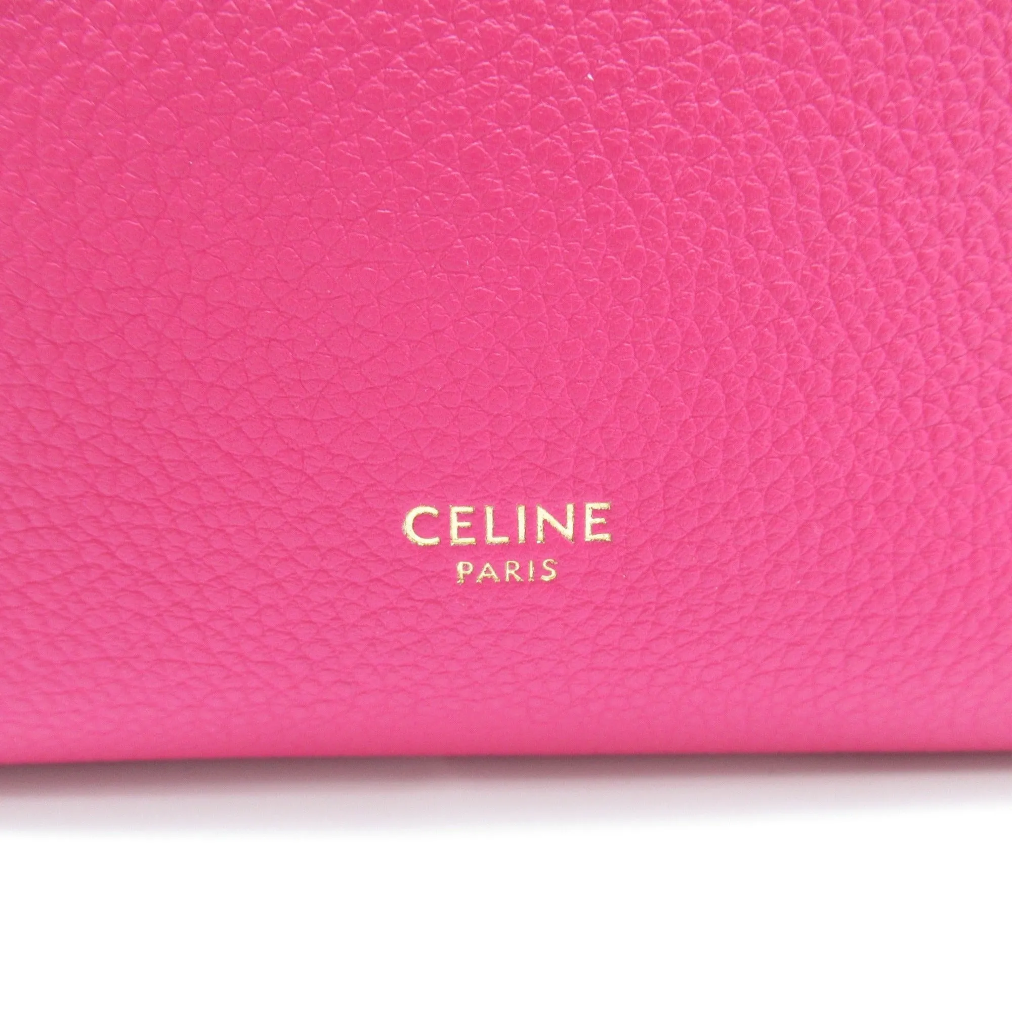 Celine Sangle Bucket Shoulder Bag Pink leather
