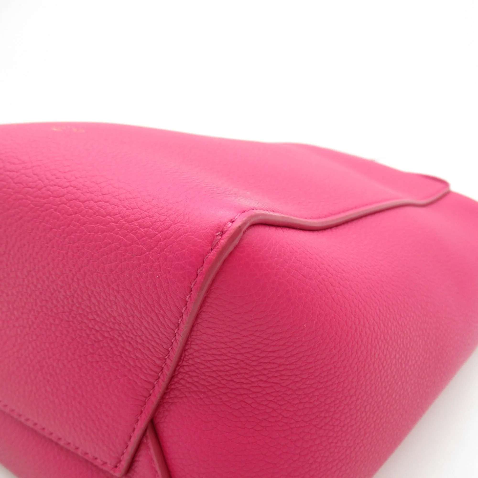 Celine Sangle Bucket Shoulder Bag Pink leather