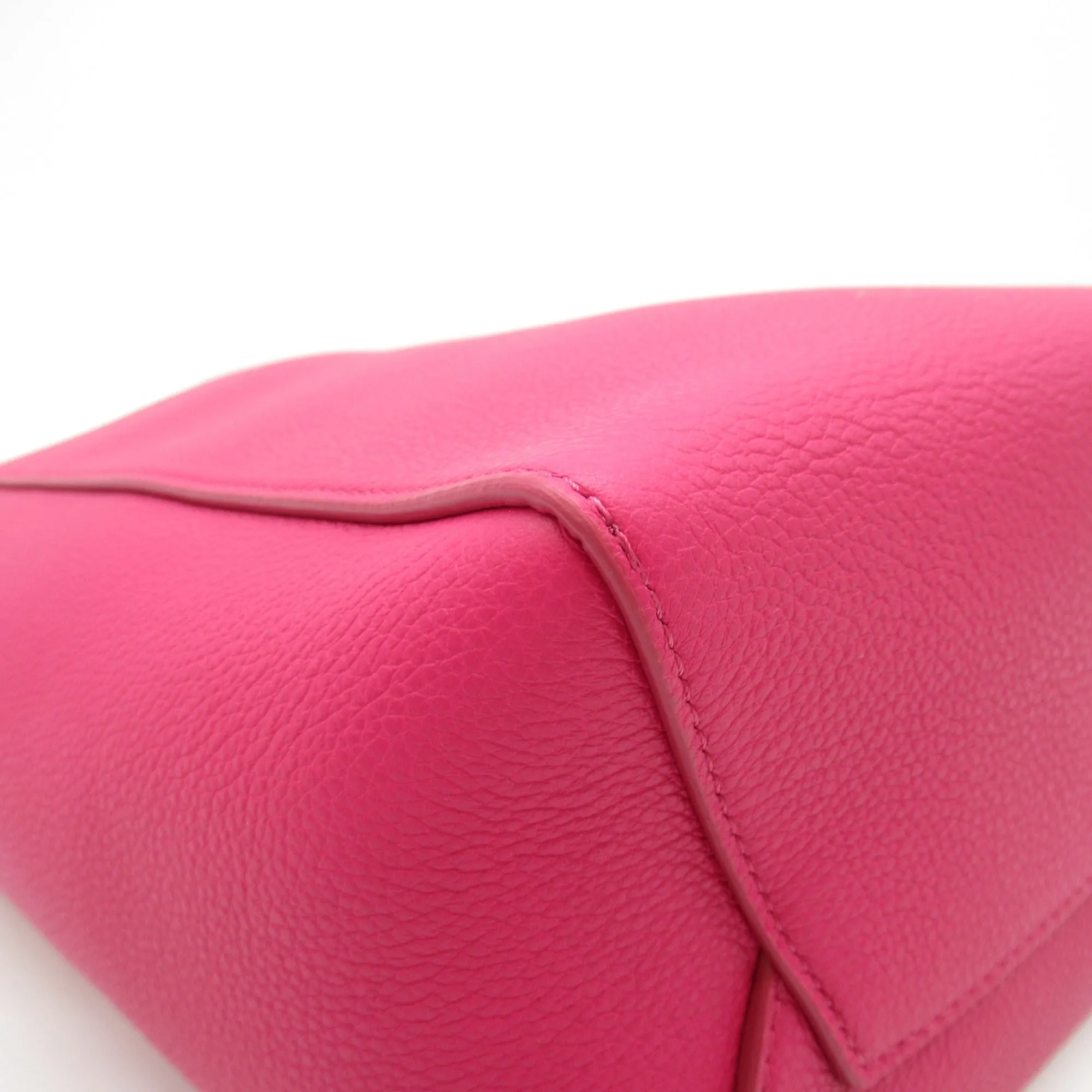 Celine Sangle Bucket Shoulder Bag Pink leather