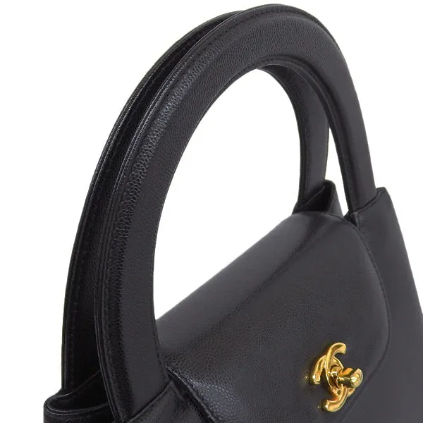 CHANEL Around 1998 Made Caviar Skin Turn-Lock Handle Bag Black