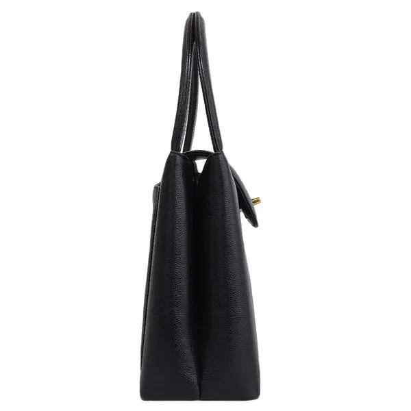 CHANEL Around 1998 Made Caviar Skin Turn-Lock Handle Bag Black