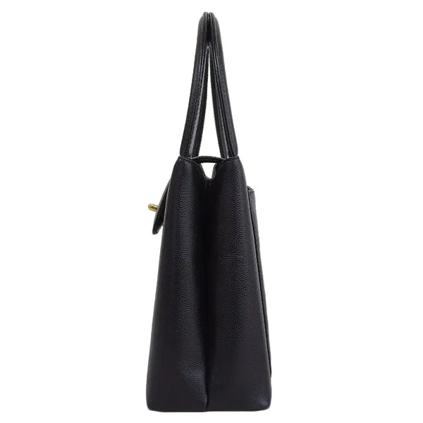 CHANEL Around 1998 Made Caviar Skin Turn-Lock Handle Bag Black