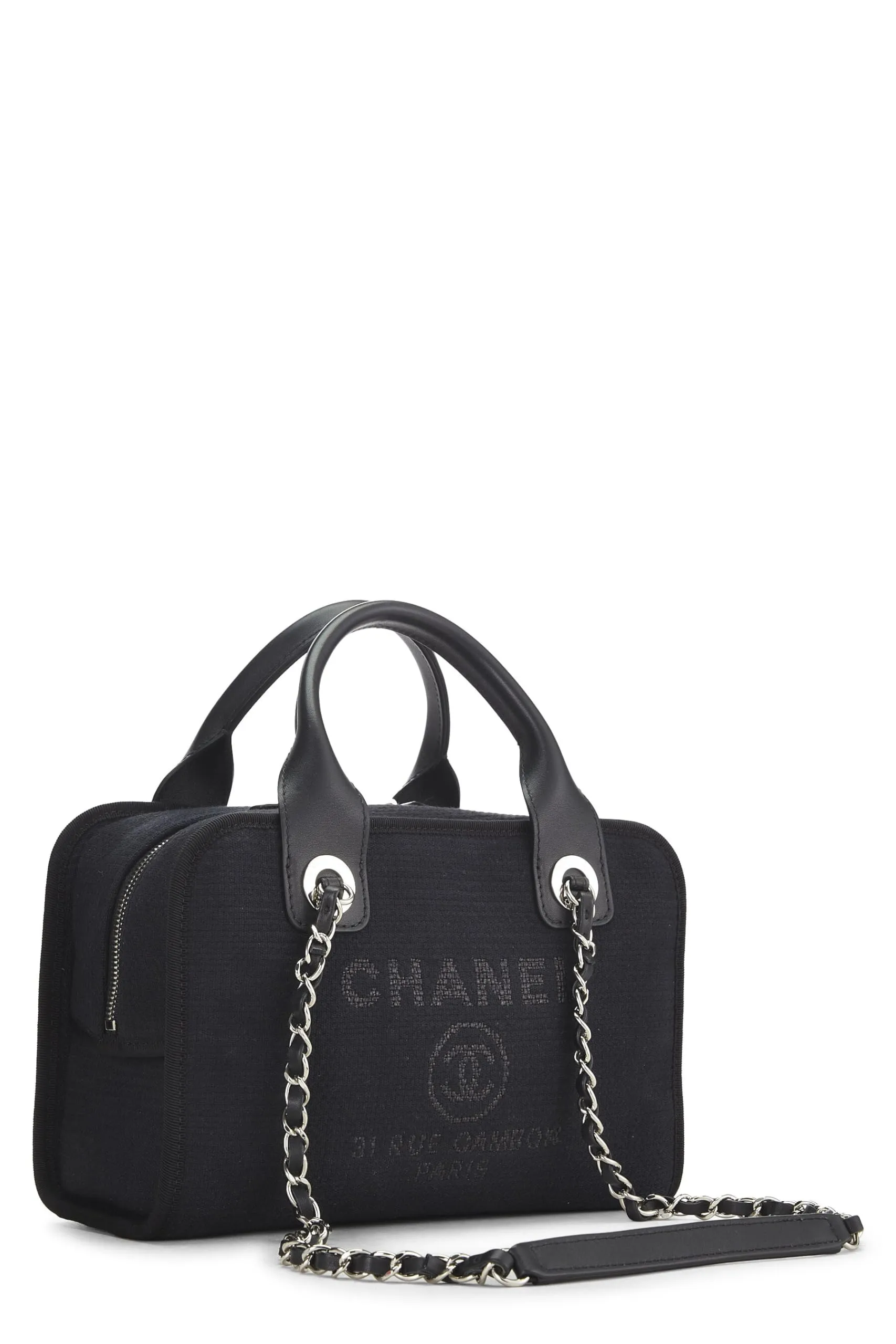 Chanel,  Black Canvas Deauville Bowler, Black