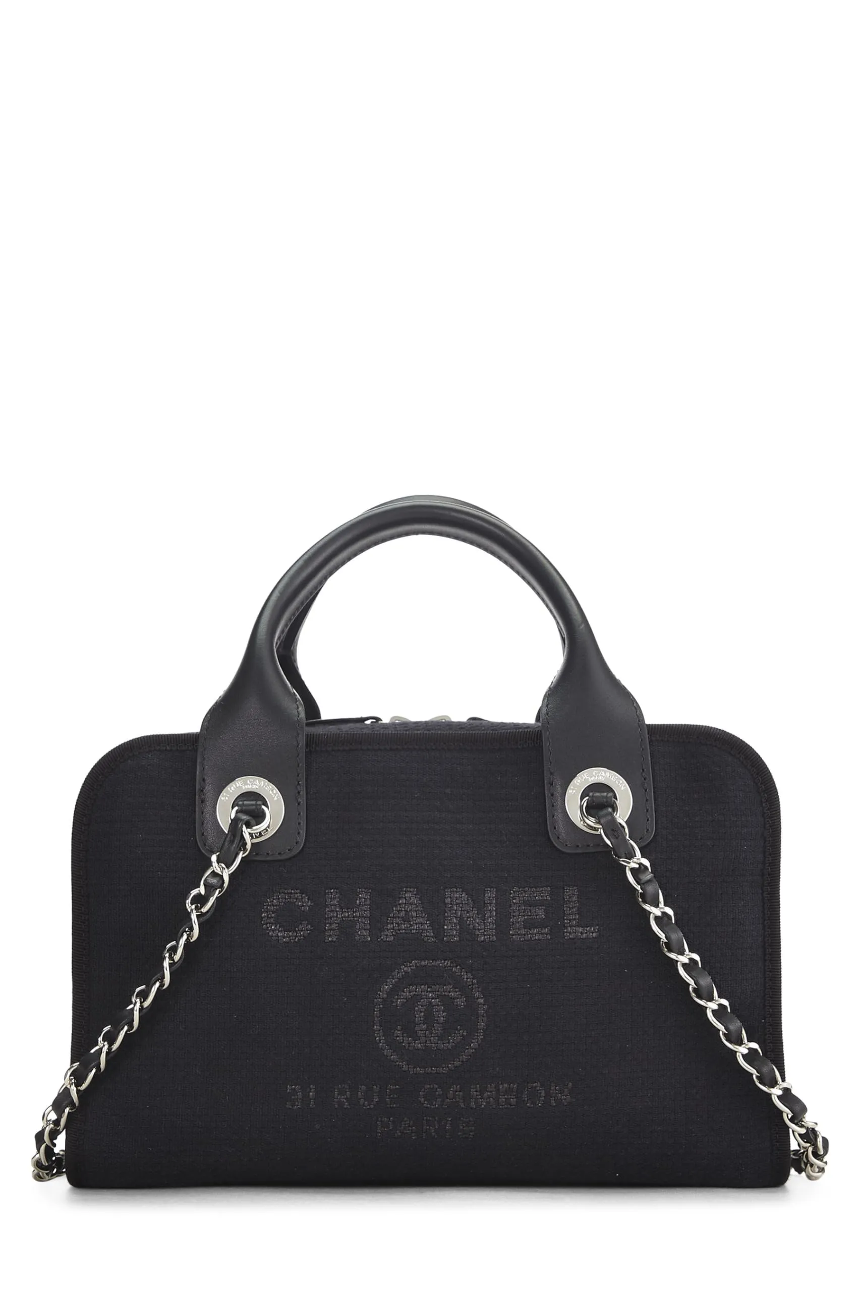 Chanel,  Black Canvas Deauville Bowler, Black