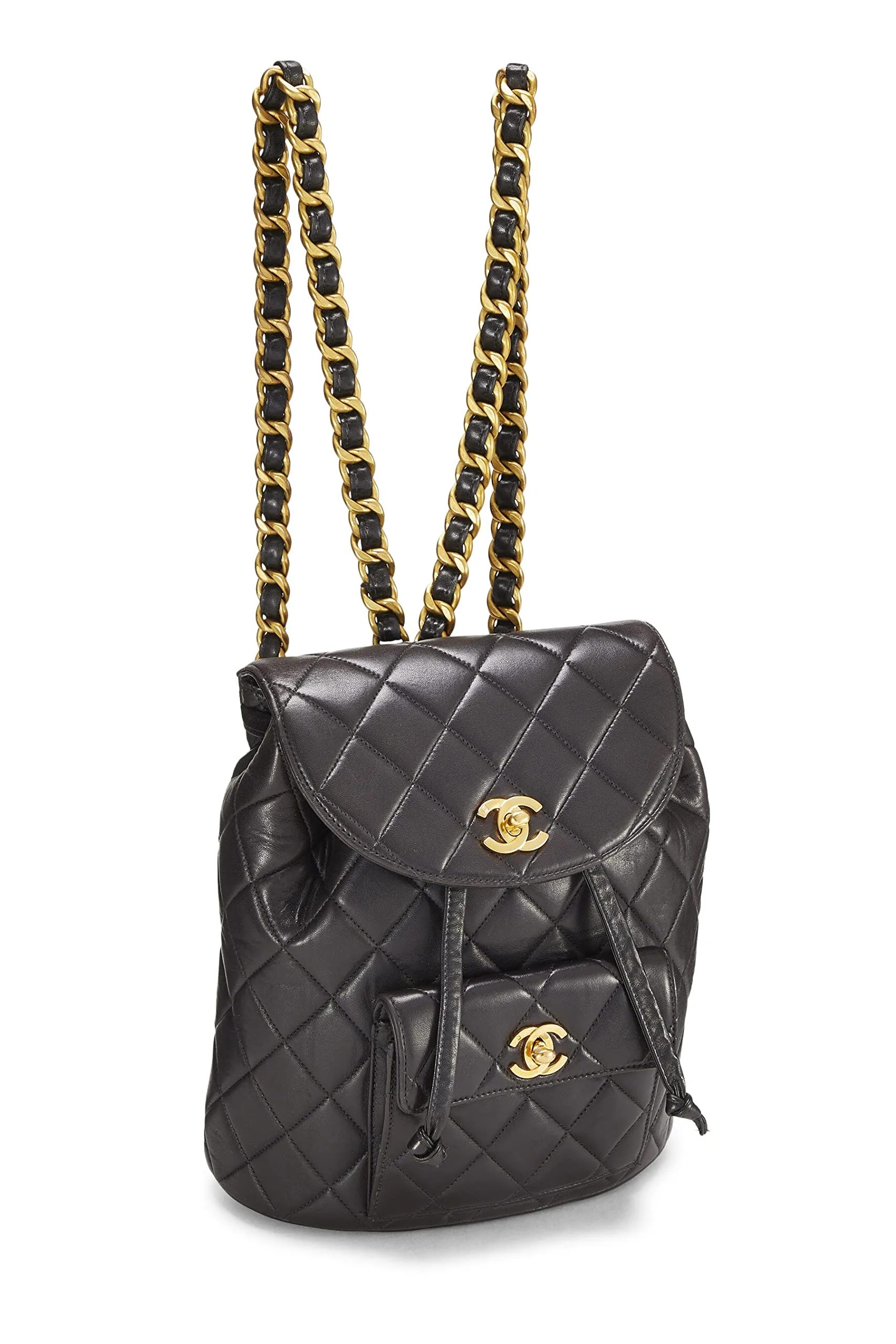 Chanel,  Black Quilted Lambskin Classic Backpack Medium, Black