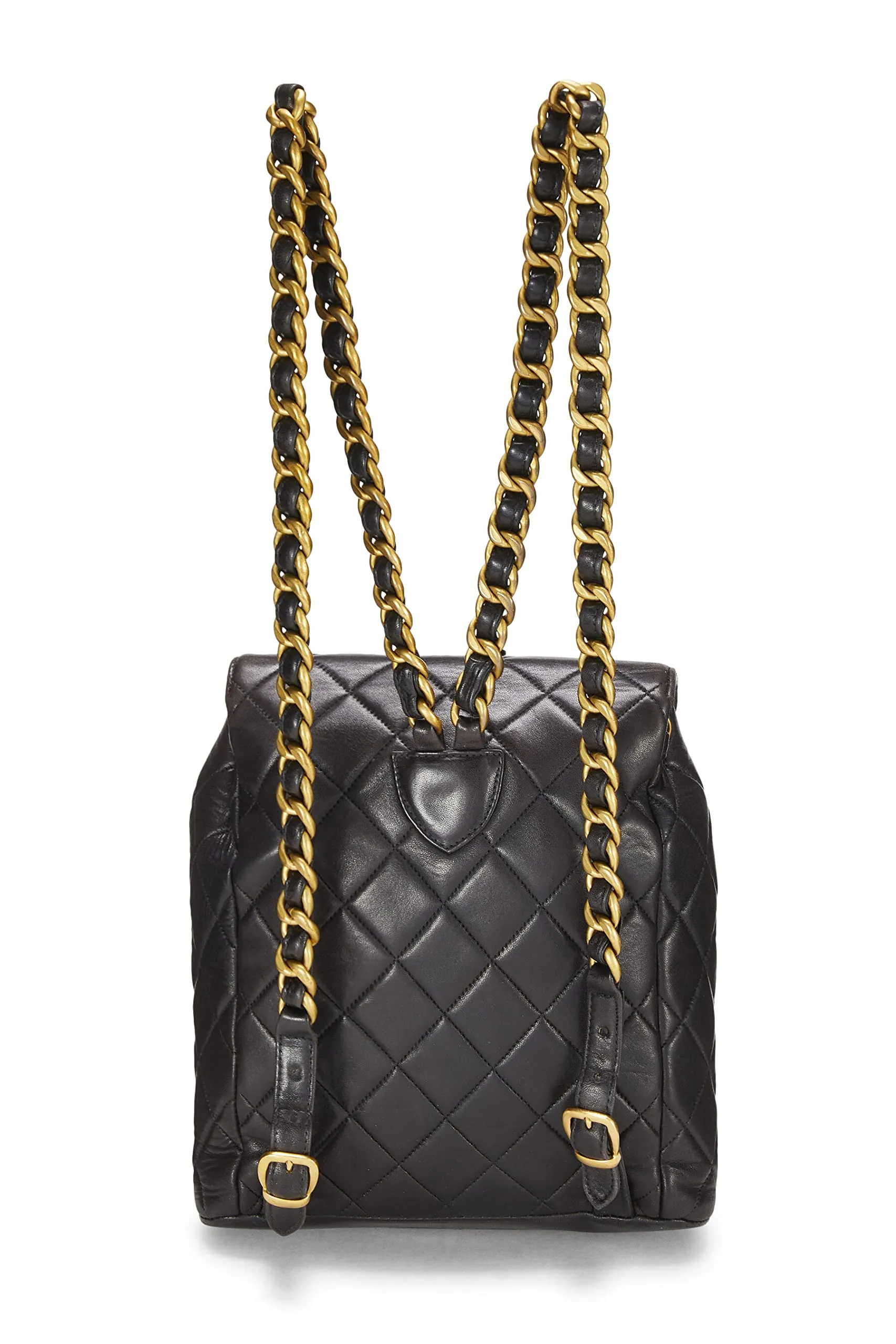 Chanel,  Black Quilted Lambskin Classic Backpack Medium, Black