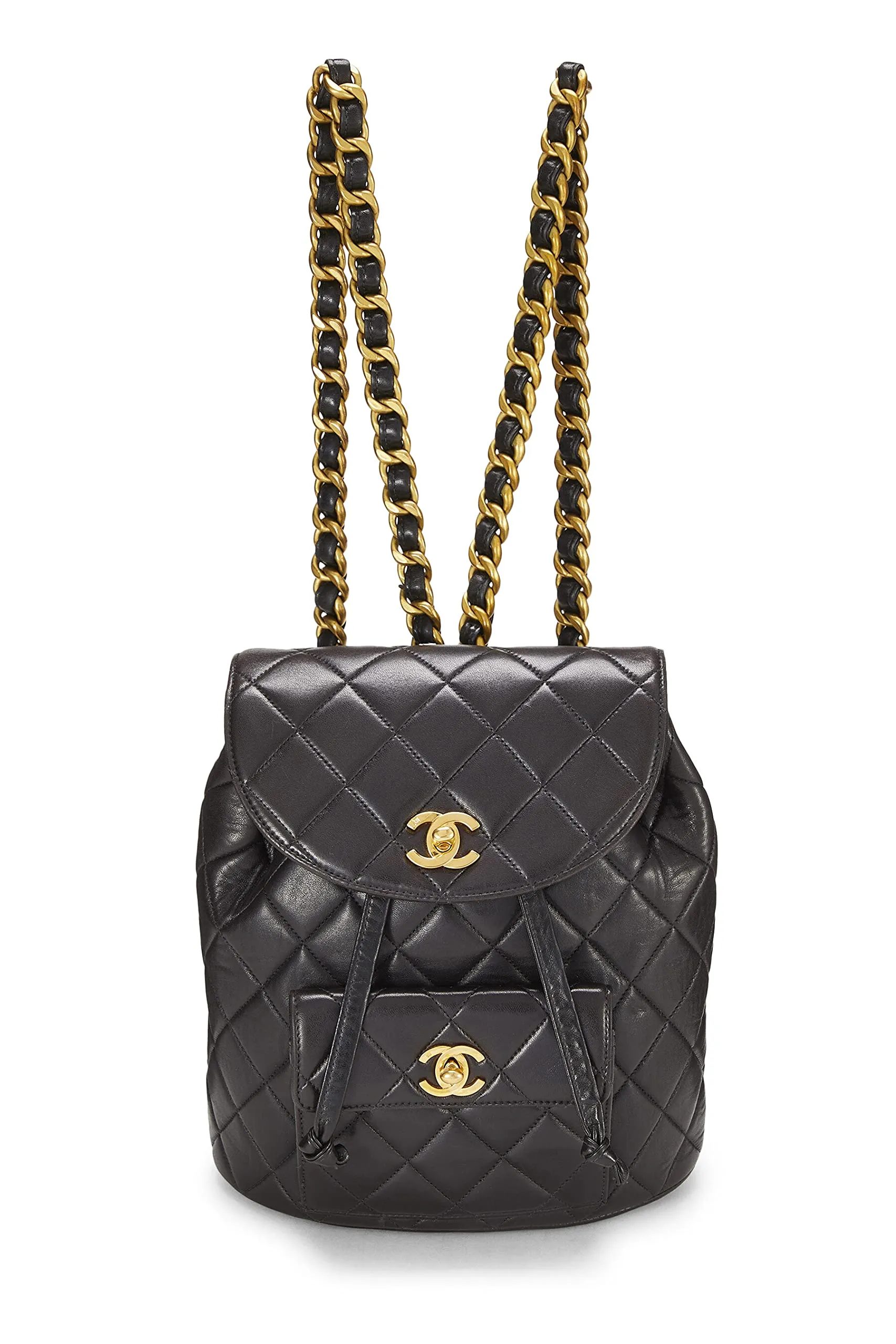 Chanel,  Black Quilted Lambskin Classic Backpack Medium, Black