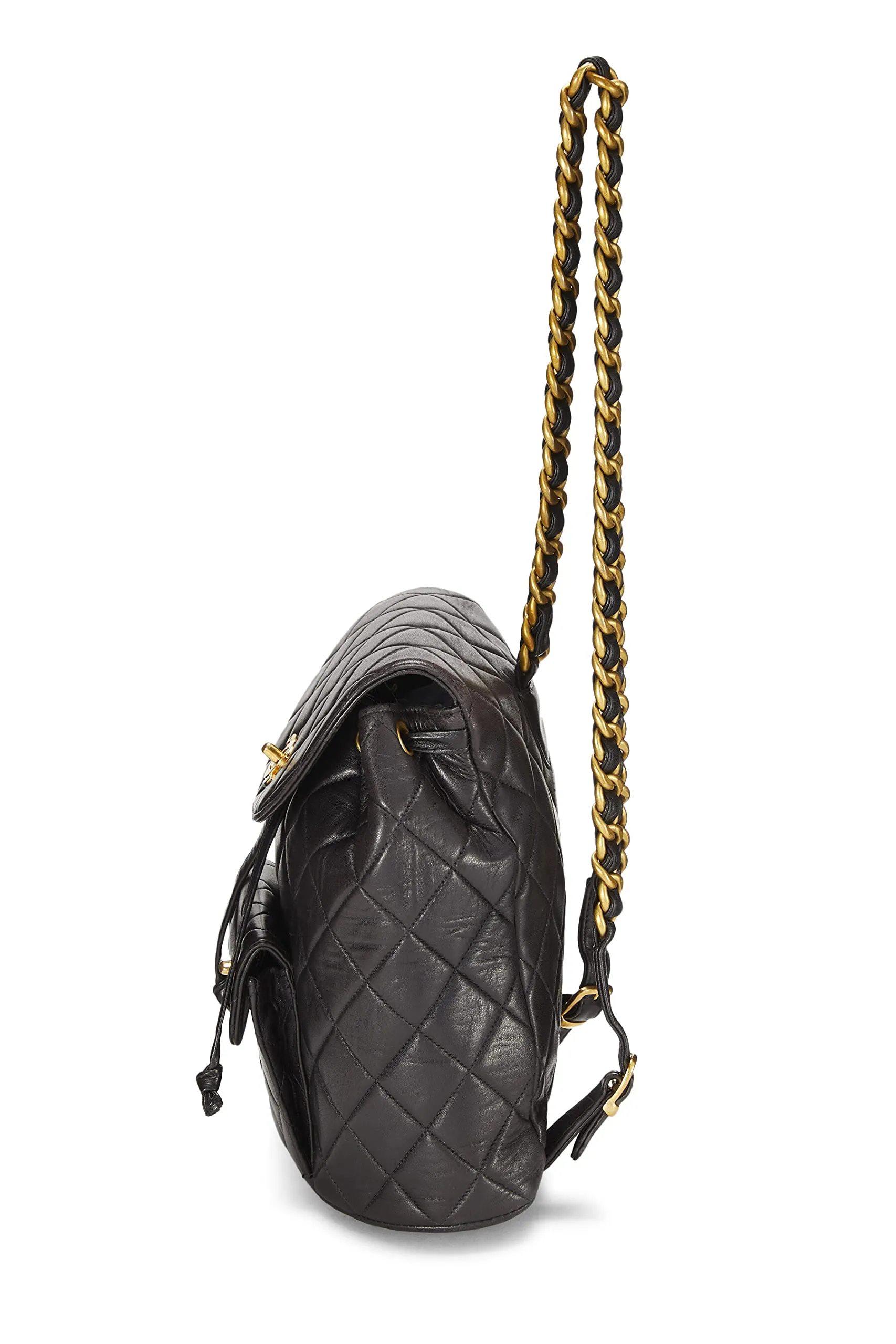 Chanel,  Black Quilted Lambskin Classic Backpack Medium, Black