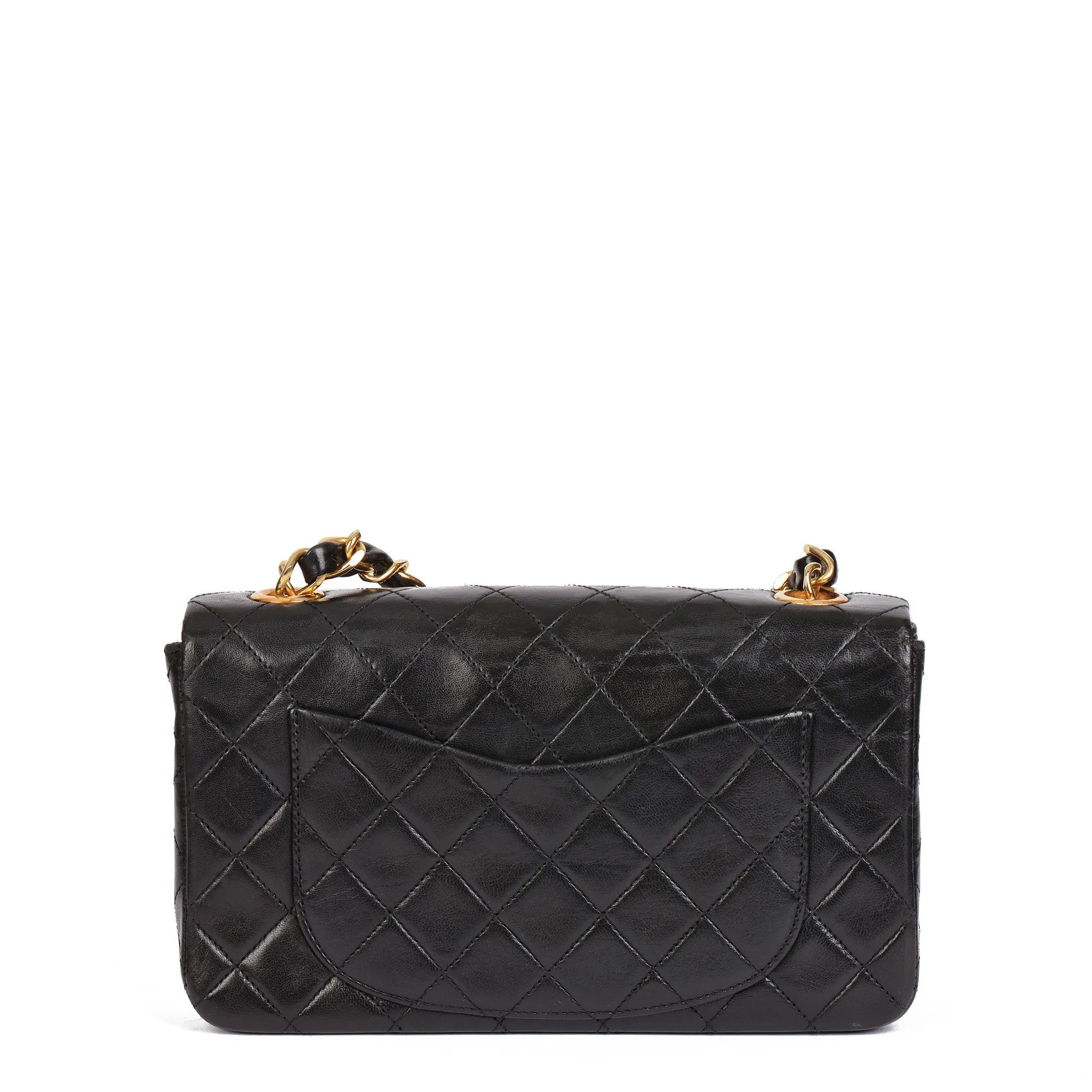 Chanel Black Quilted Lambskin Vintage Small Top Handle Classic Single Flap Bag Top Handle Bag