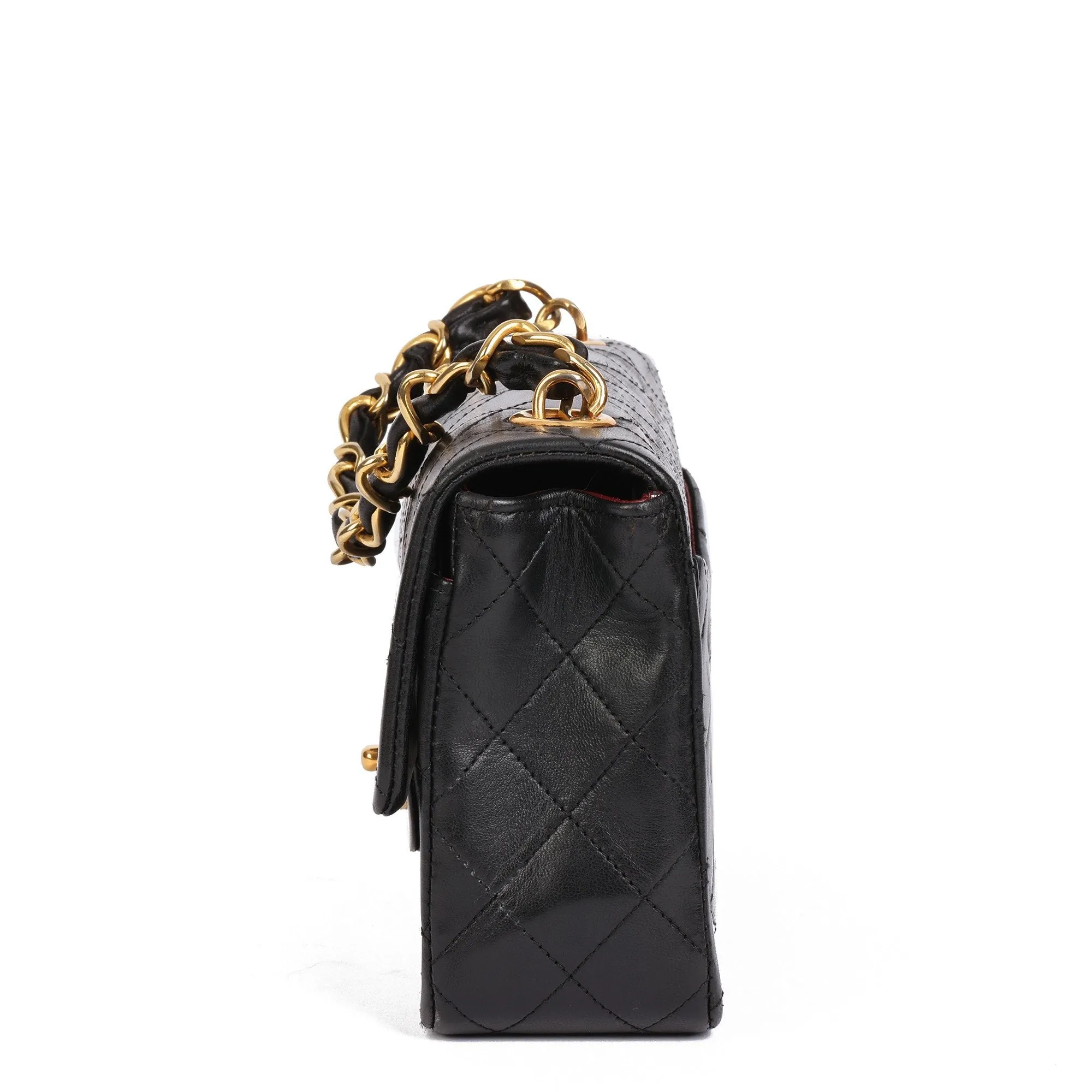 Chanel Black Quilted Lambskin Vintage Small Top Handle Classic Single Flap Bag Top Handle Bag