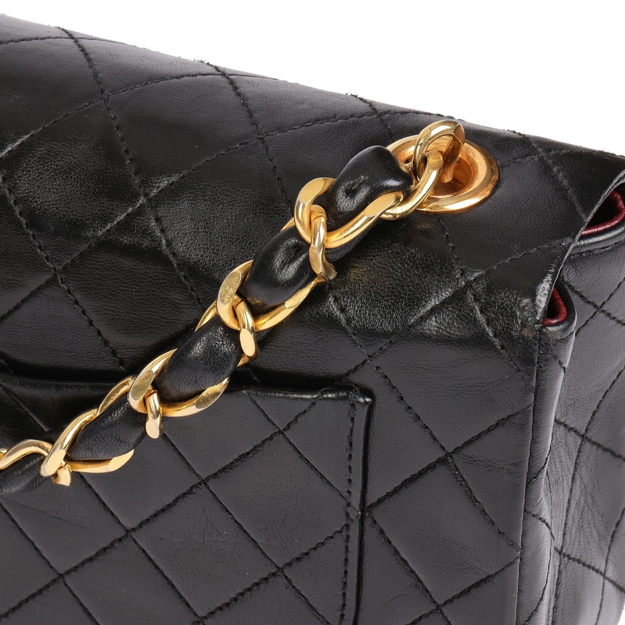 Chanel Black Quilted Lambskin Vintage Small Top Handle Classic Single Flap Bag Top Handle Bag