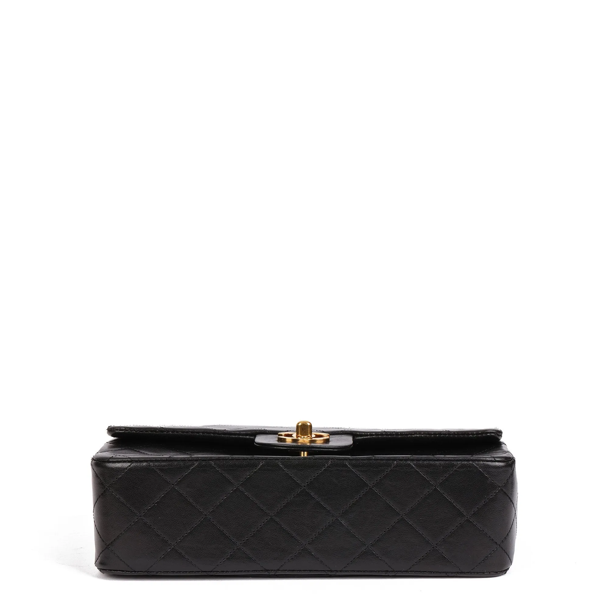 Chanel Black Quilted Lambskin Vintage Small Top Handle Classic Single Flap Bag Top Handle Bag