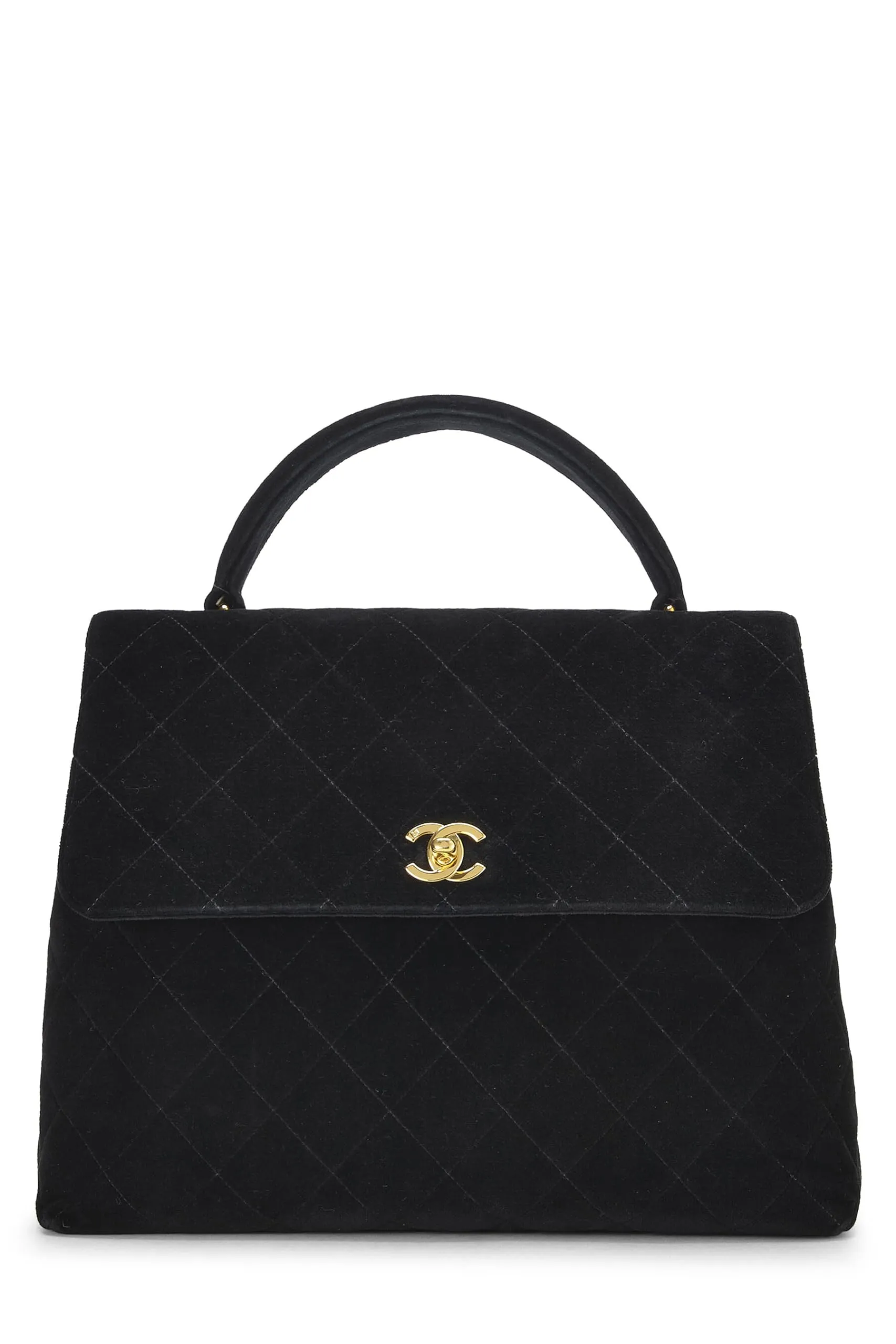 Chanel,  Black Quilted Velvet Kelly, Black