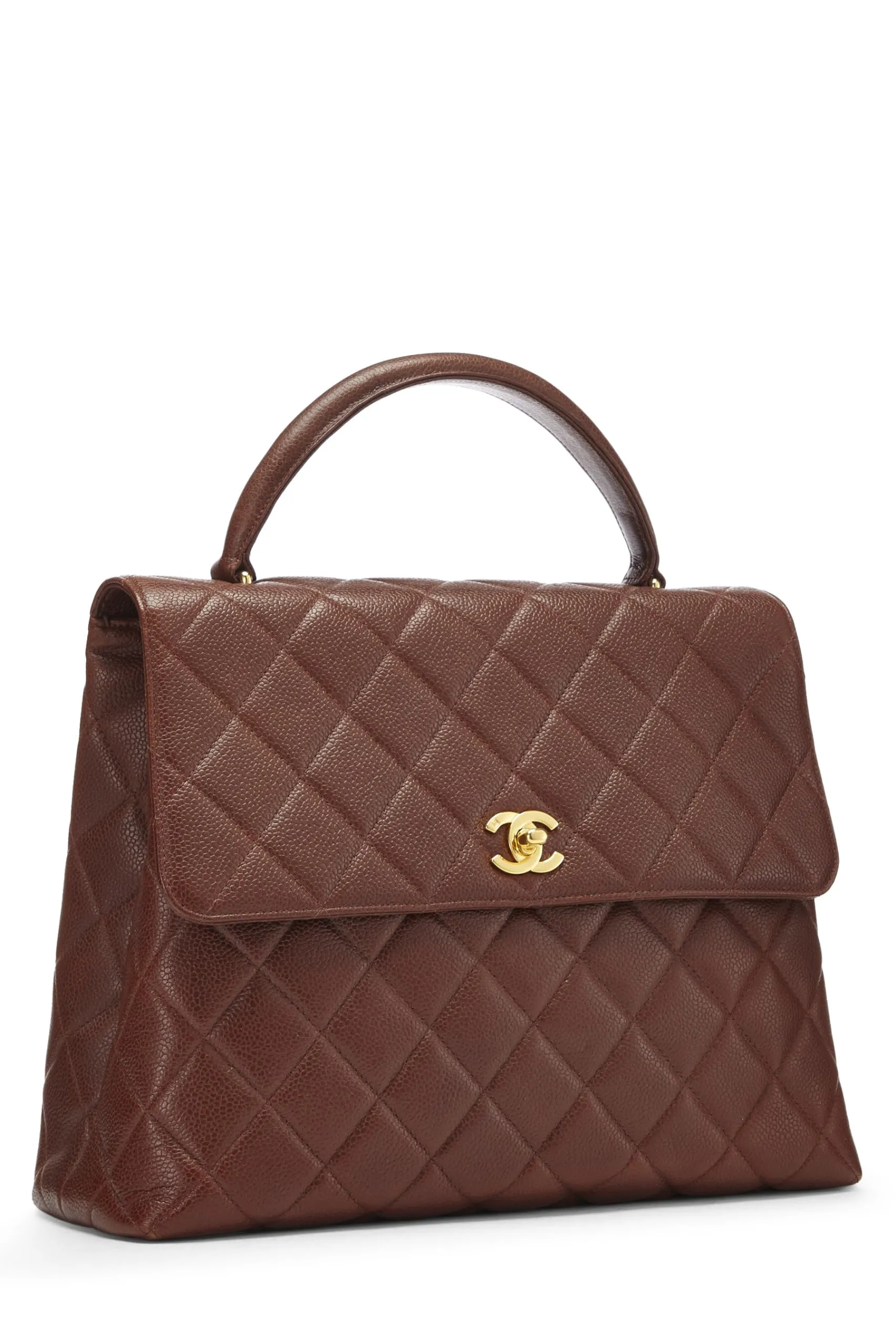 Chanel,  Brown Quilted Caviar Kelly, Brown