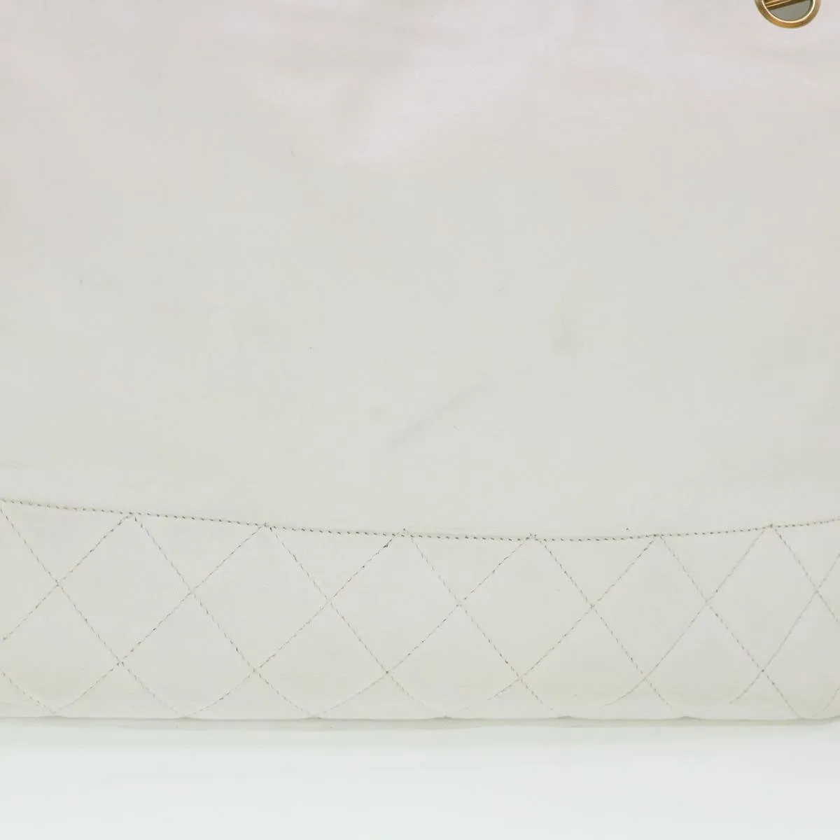 CHANEL Chain Shoulder Bag Lamb Skin White CC Auth yk6254