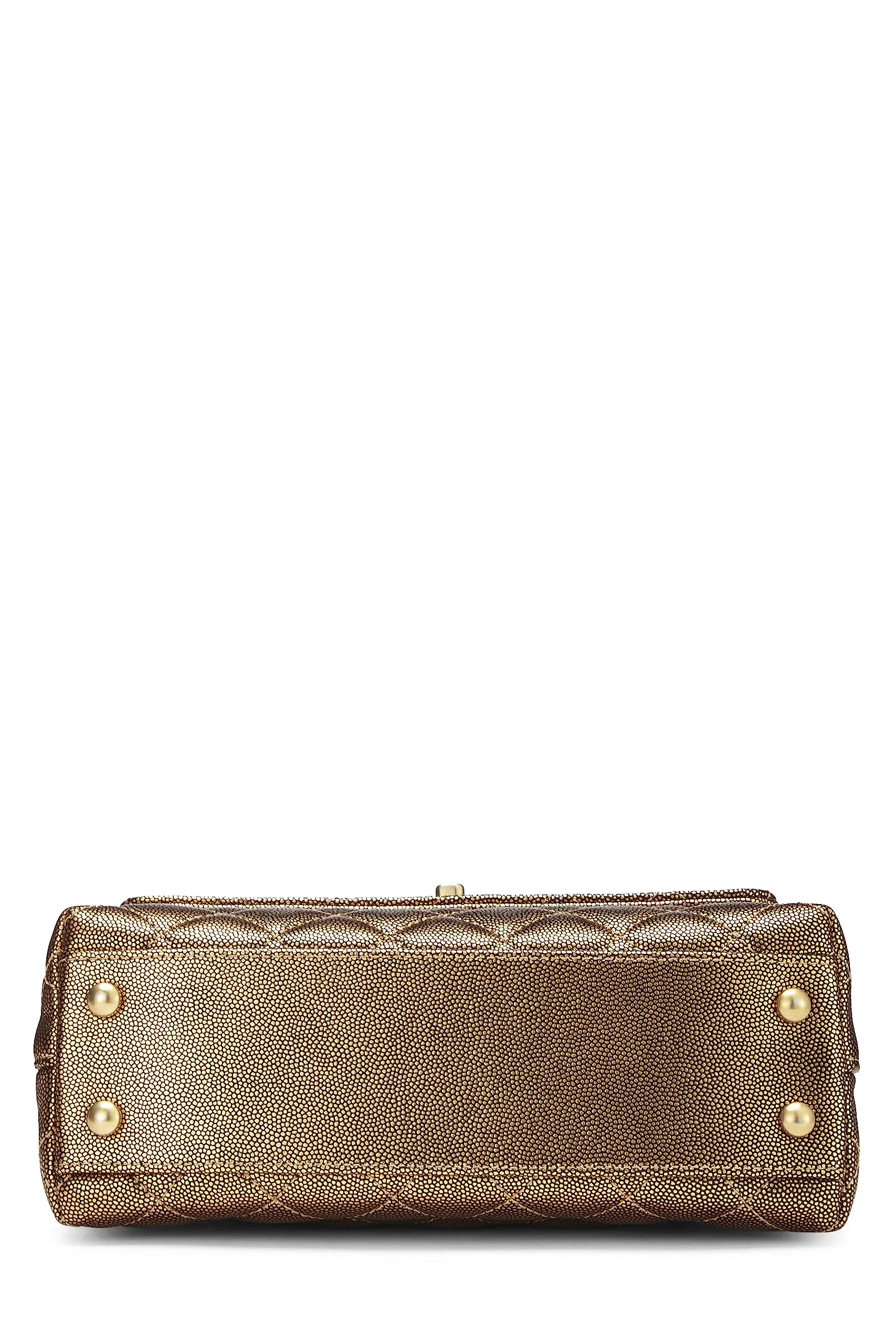 Chanel,  Gold Caviar Coco Handle Bag Medium, Gold