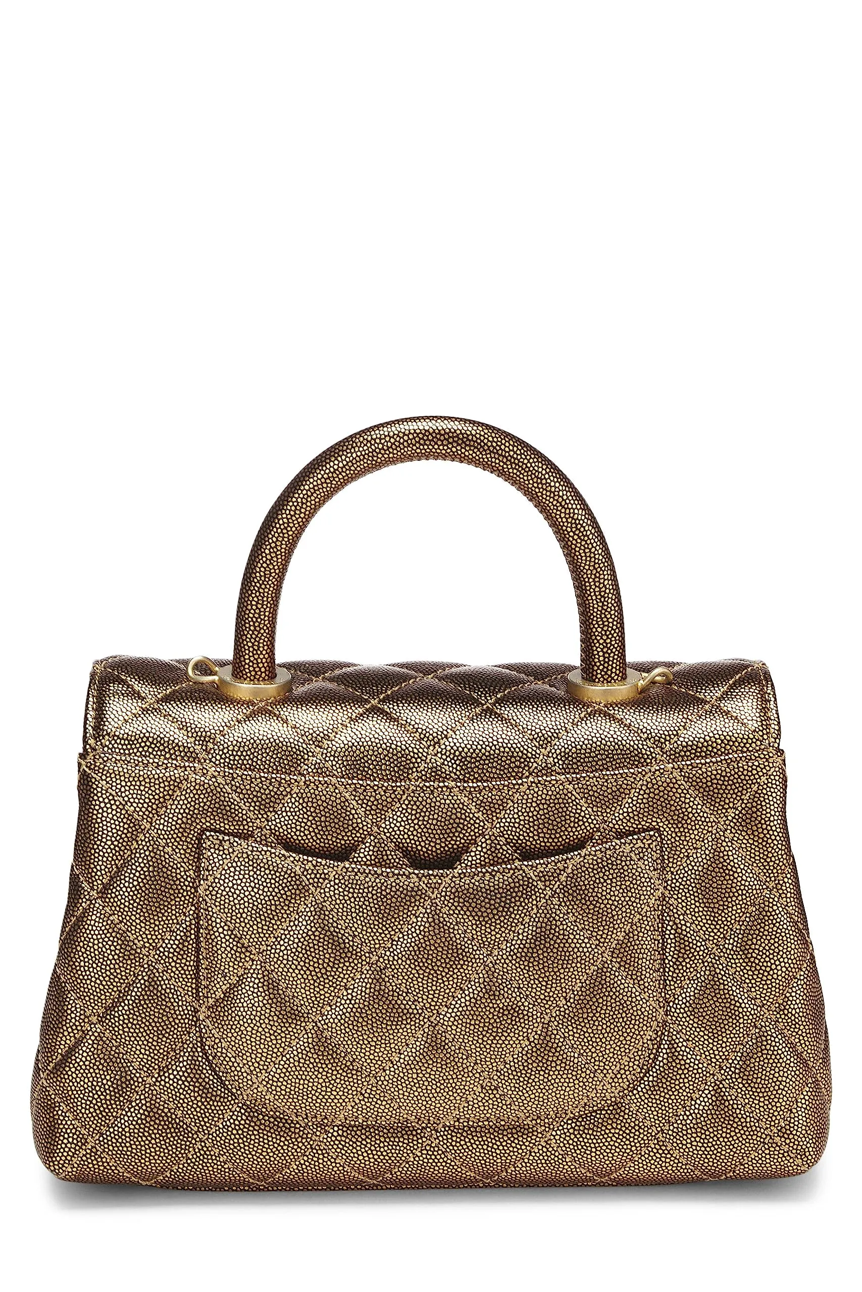 Chanel,  Gold Caviar Coco Handle Bag Medium, Gold