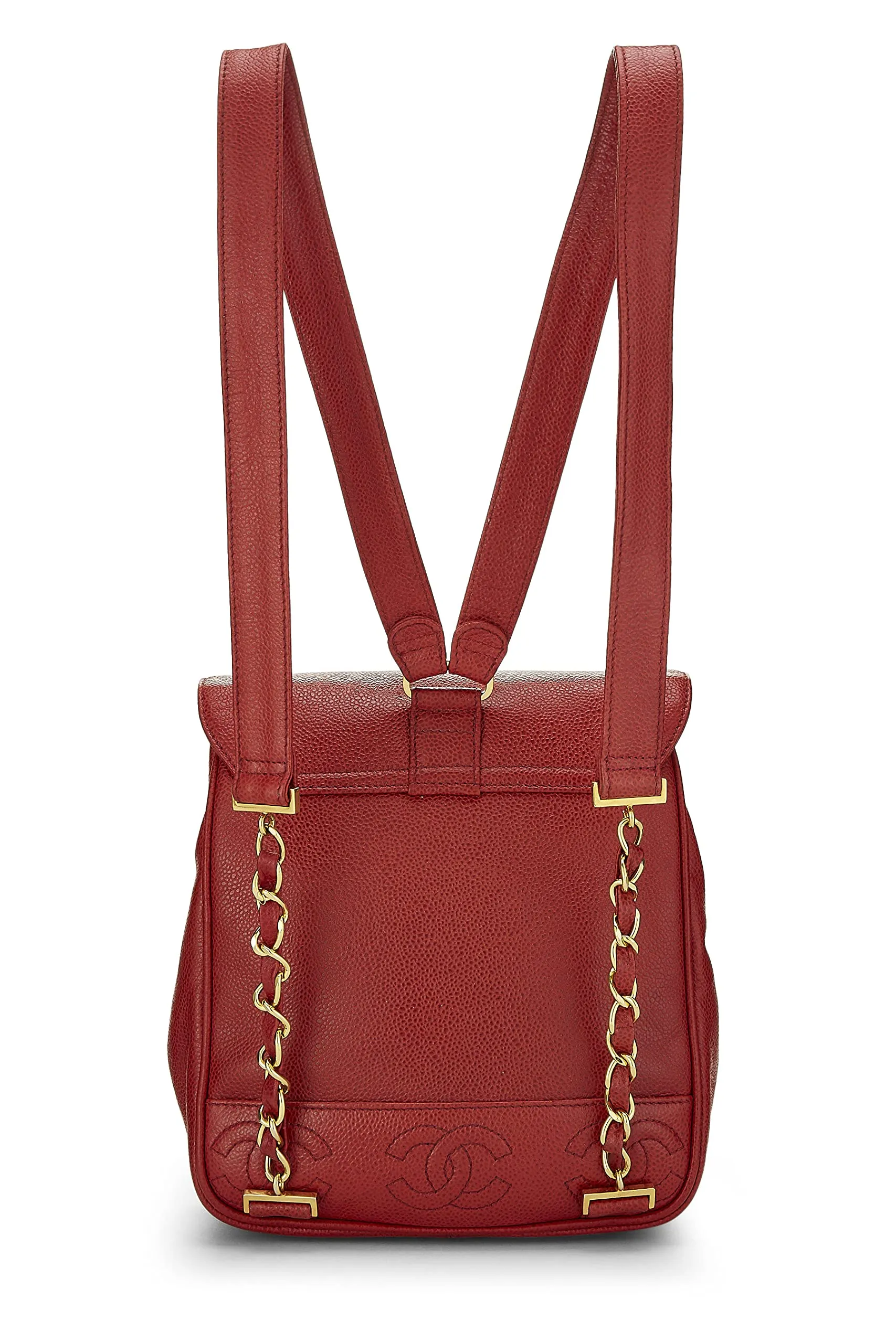 Chanel,  Red Caviar 3 'CC' Backpack Medium, Red
