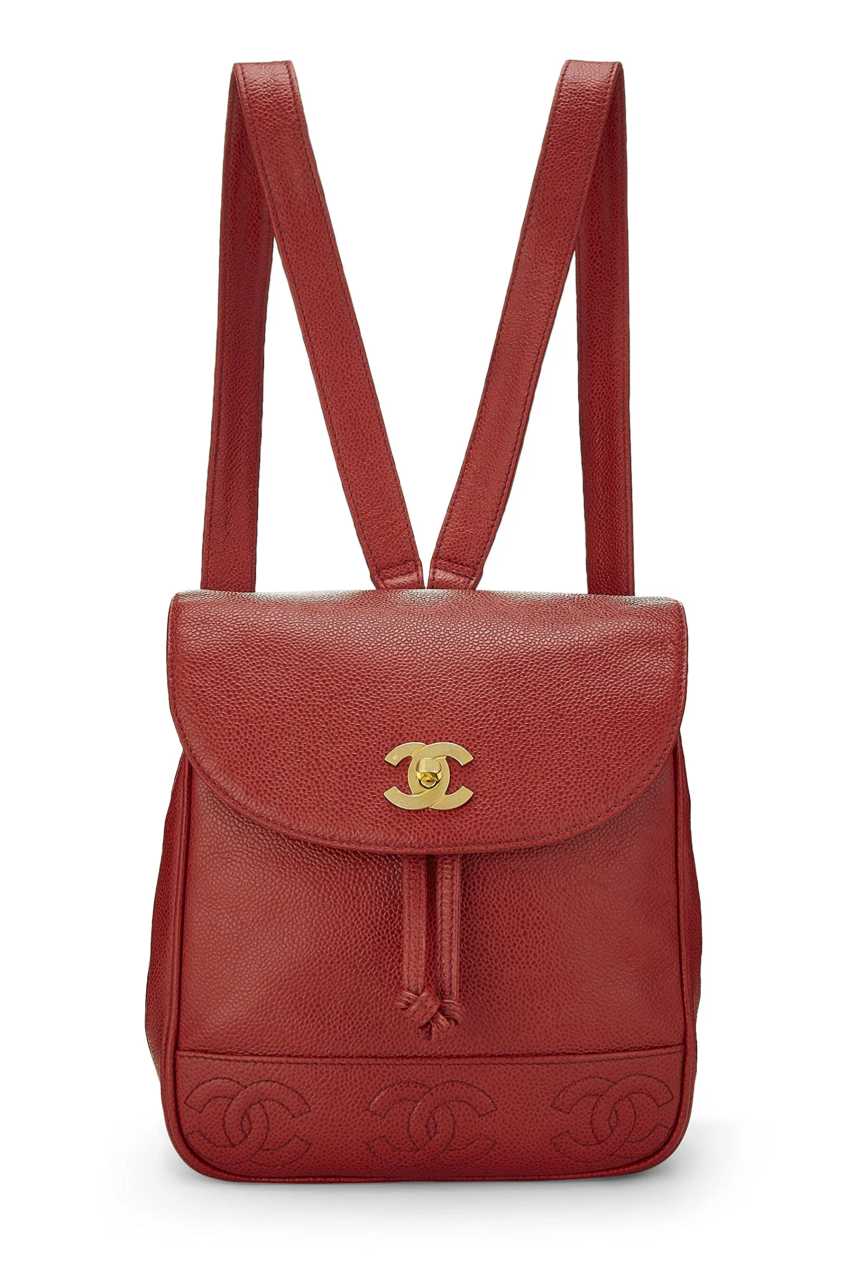 Chanel,  Red Caviar 3 'CC' Backpack Medium, Red