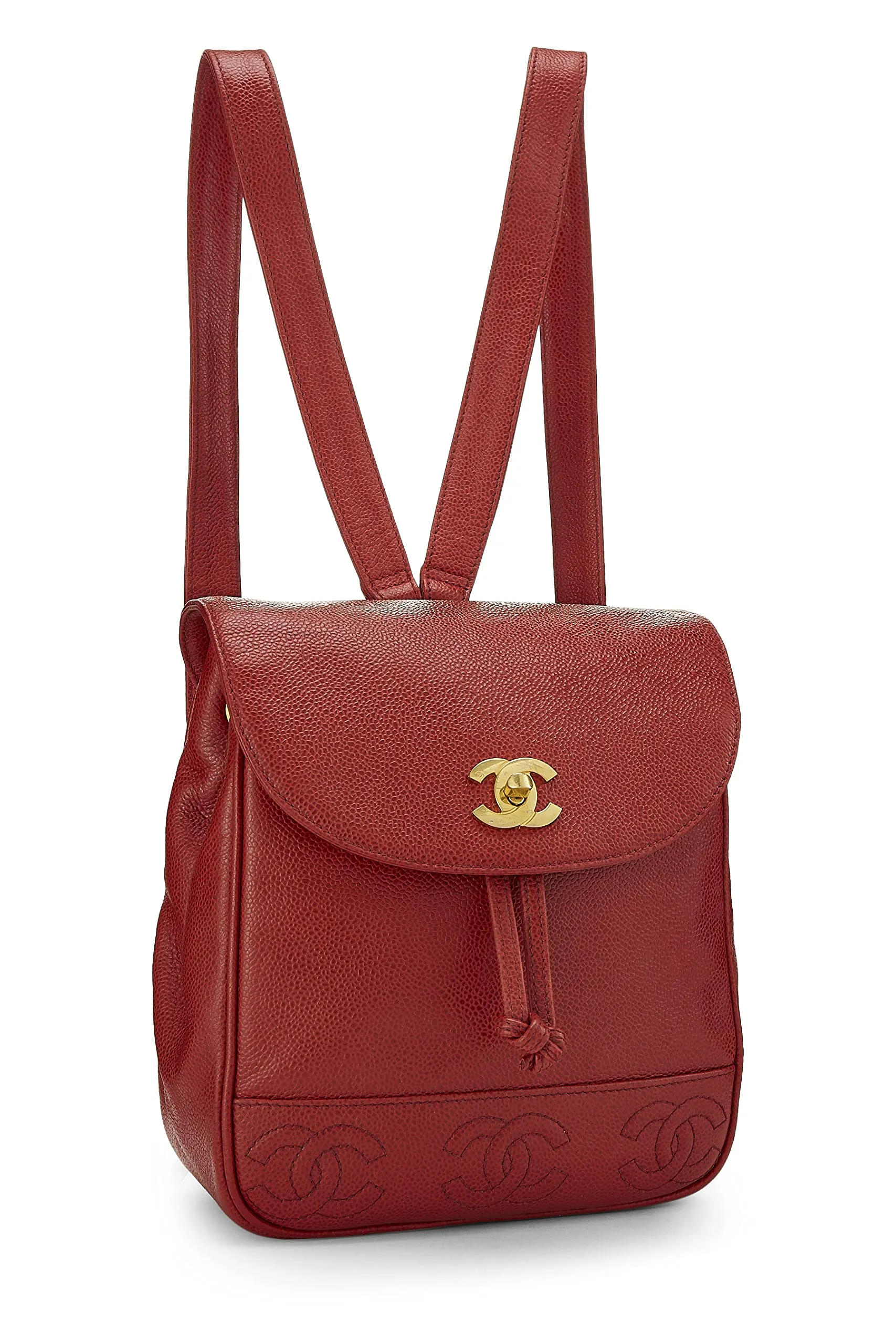 Chanel,  Red Caviar 3 'CC' Backpack Medium, Red