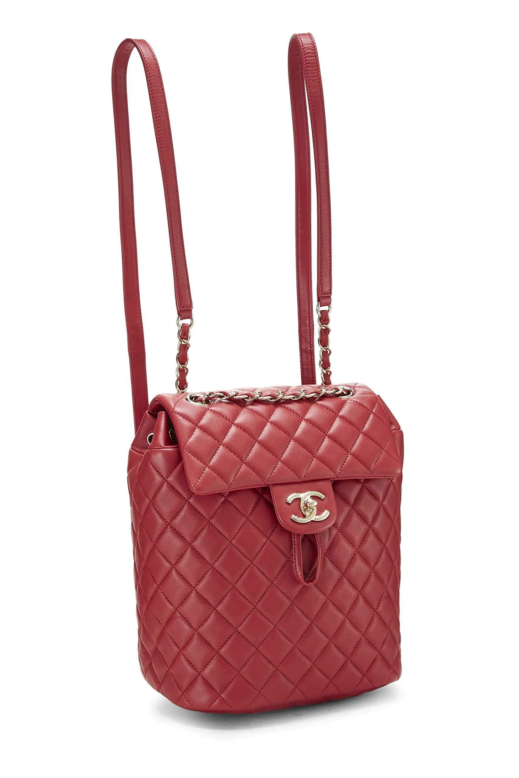 Chanel,  Red Quilted Lambskin Urban Spirit Backpack Small, Red