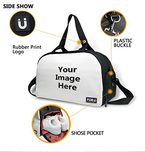 Hugsidea Funny Pet Cat Head Patteran Outdoor Travel Duffel Batg Jeans Blue Sport Handbag For Women