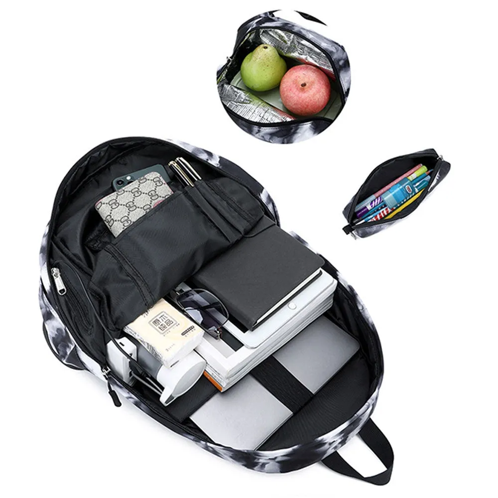 Kids Backpack With Lunch Box USB School Backpacks - Pink Grey Purple Book Bags For Boys Girls Trendy Lightweight Daypack