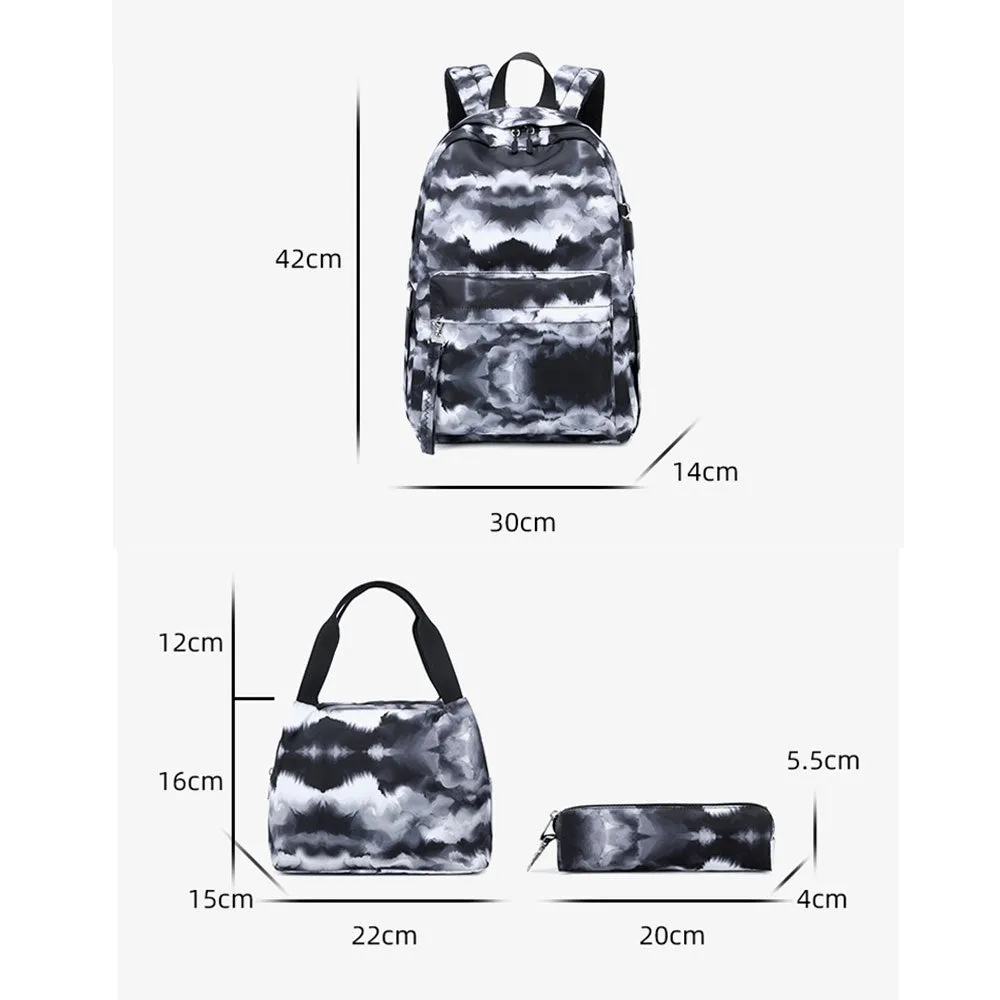Kids Backpack With Lunch Box USB School Backpacks - Pink Grey Purple Book Bags For Boys Girls Trendy Lightweight Daypack