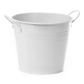 Large White Tin Bucket With Side Handles