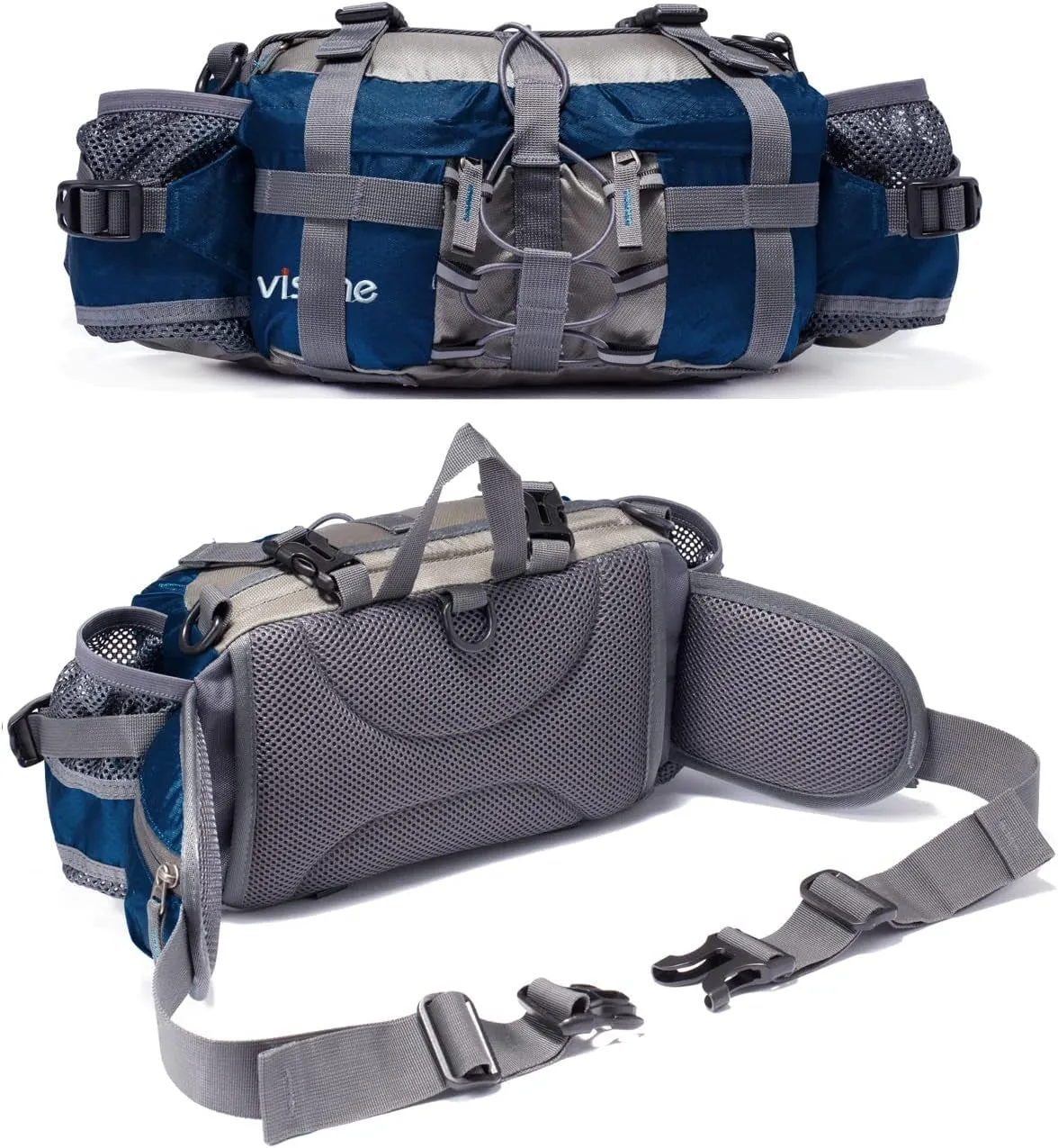 Outdoor Lumbar Pack with Dual Water Bottle Holders for Hiking and Fishing