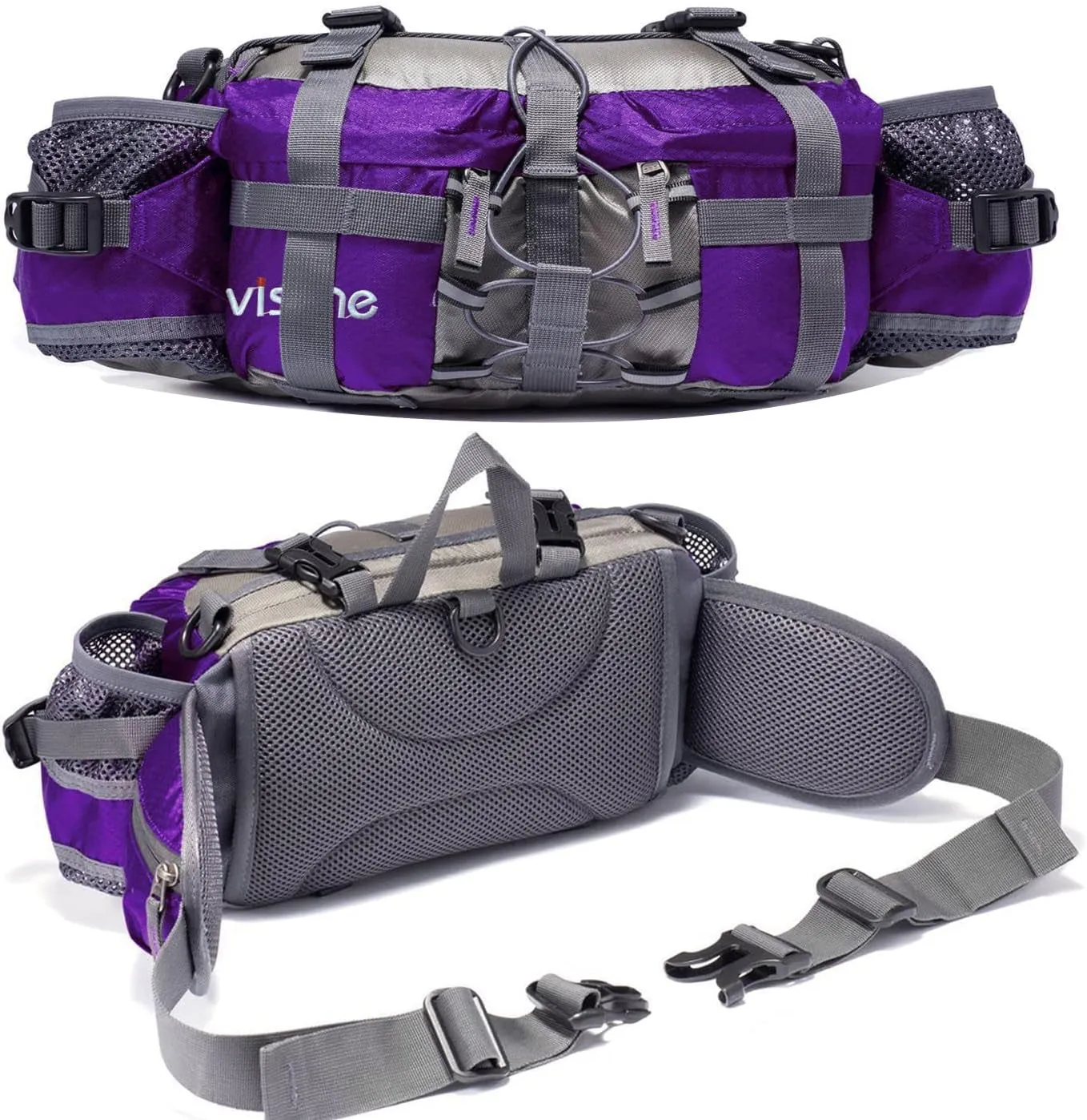 Outdoor Lumbar Pack with Dual Water Bottle Holders for Hiking and Fishing