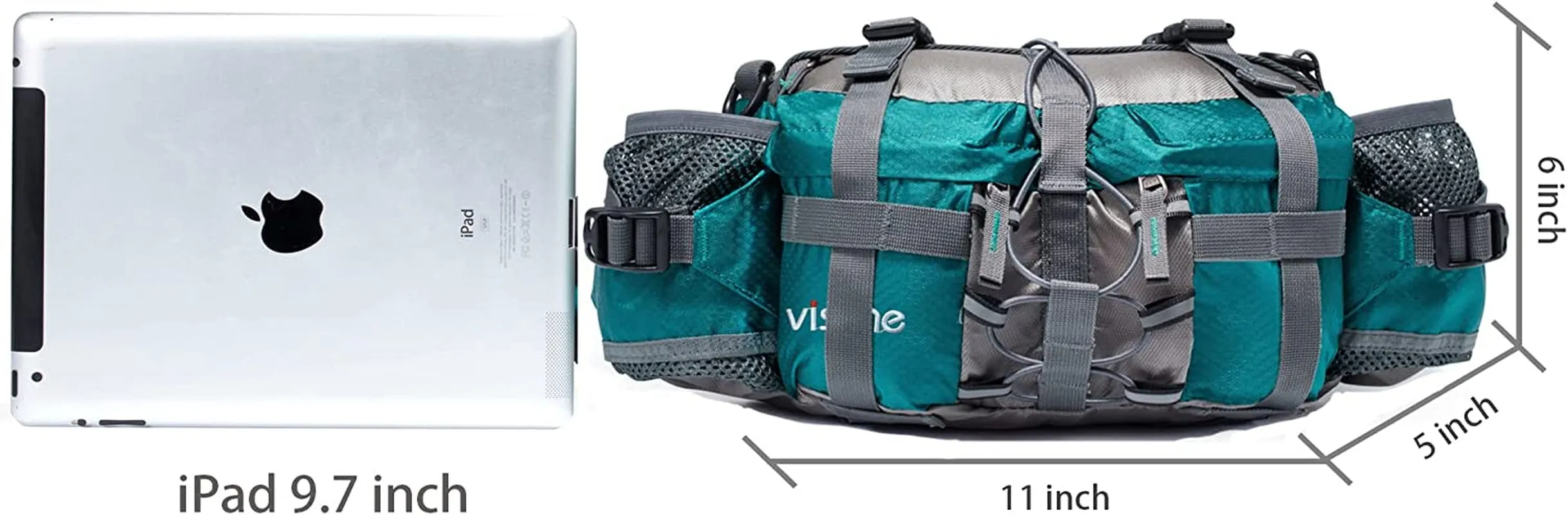 Outdoor Lumbar Pack with Dual Water Bottle Holders for Hiking and Fishing