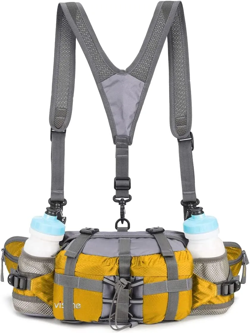 Outdoor Lumbar Pack with Dual Water Bottle Holders for Hiking and Fishing
