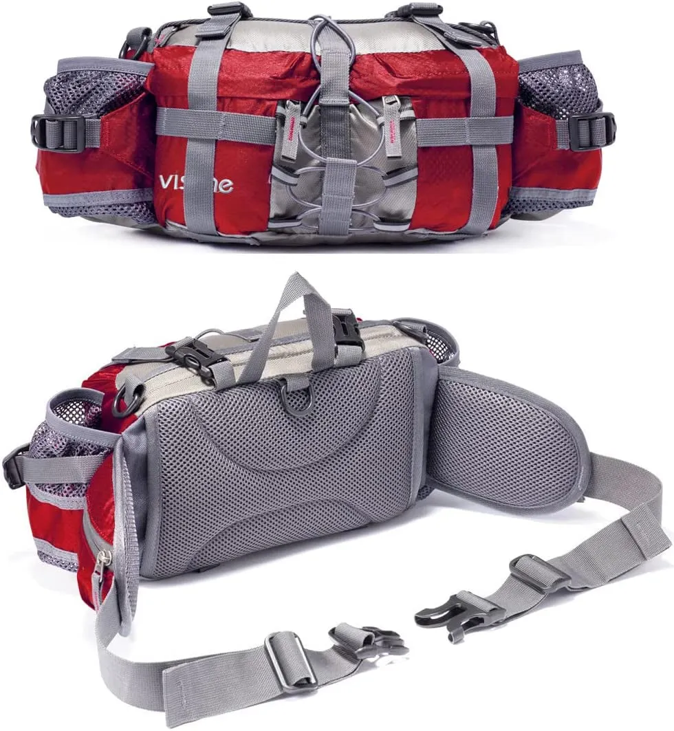 Outdoor Lumbar Pack with Dual Water Bottle Holders for Hiking and Fishing