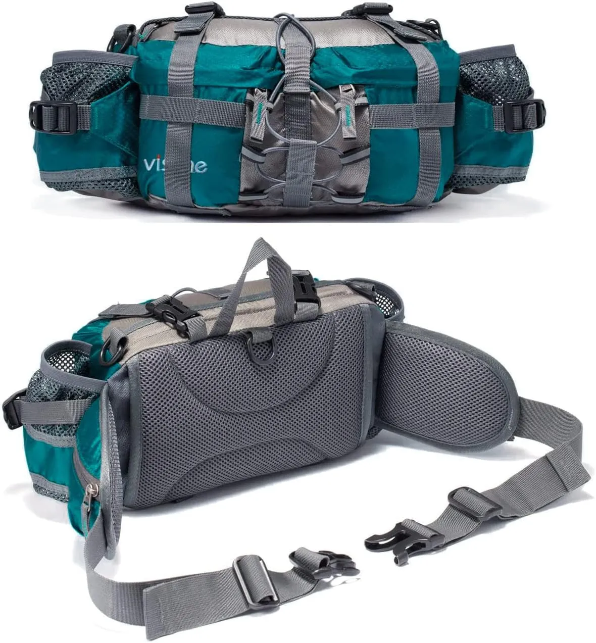 Outdoor Lumbar Pack with Dual Water Bottle Holders for Hiking and Fishing
