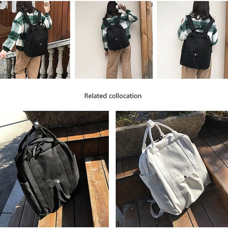 Pure Color Canvas Backpack