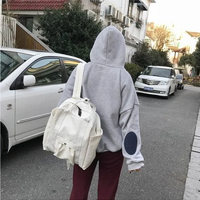 Pure Color Canvas Backpack