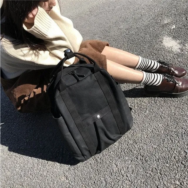 Pure Color Canvas Backpack